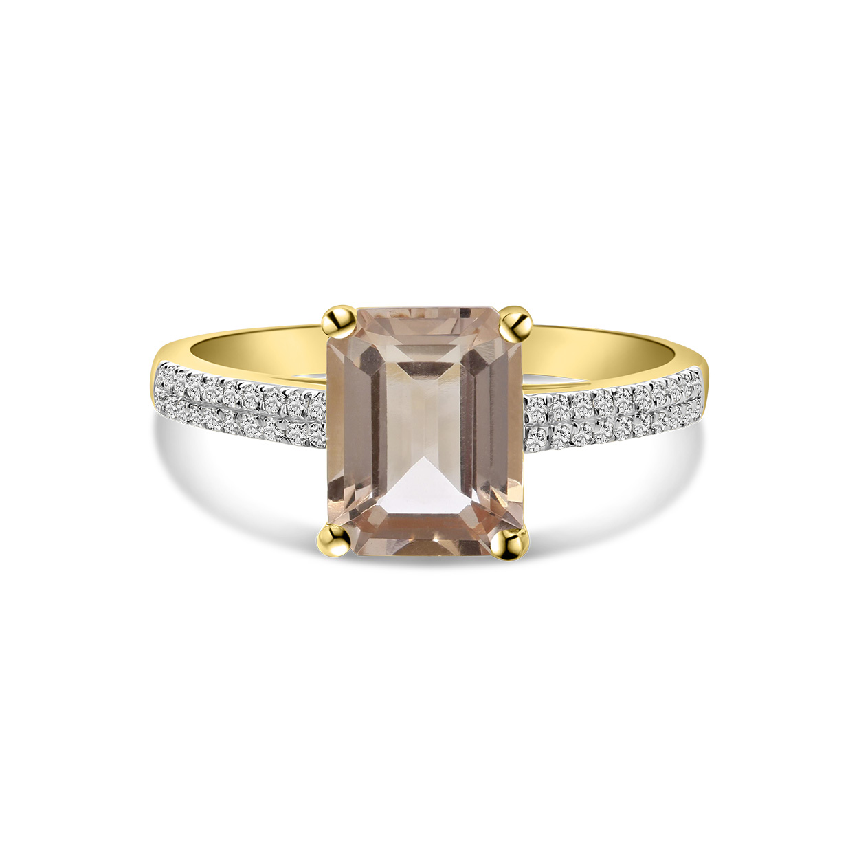 Geelgouden ring morganiet met diamanten R092-39870R063-MN-Y