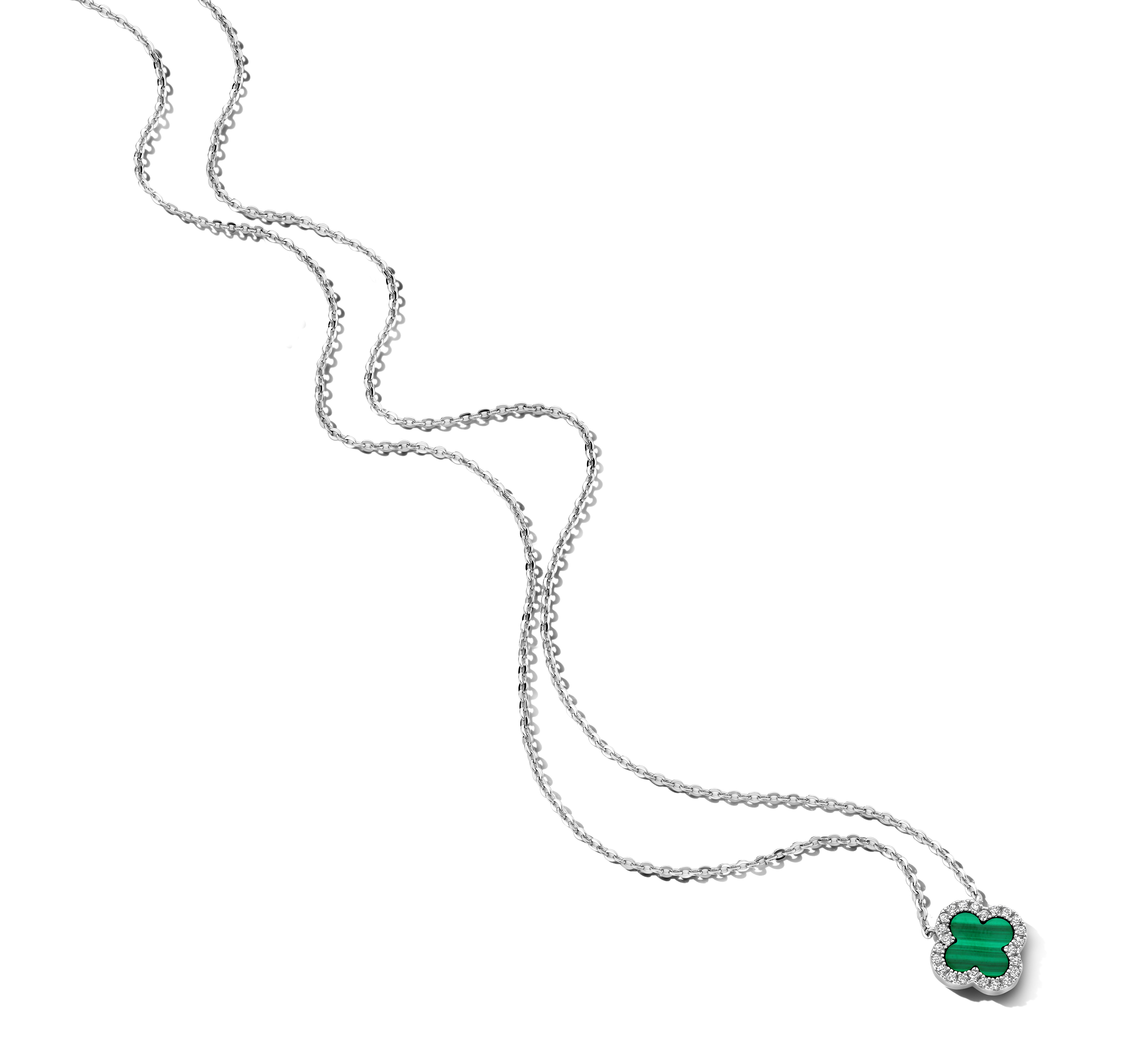 Ketting Klaver met Malachiet en Topaas 13.5 mm - SCN7675MAT