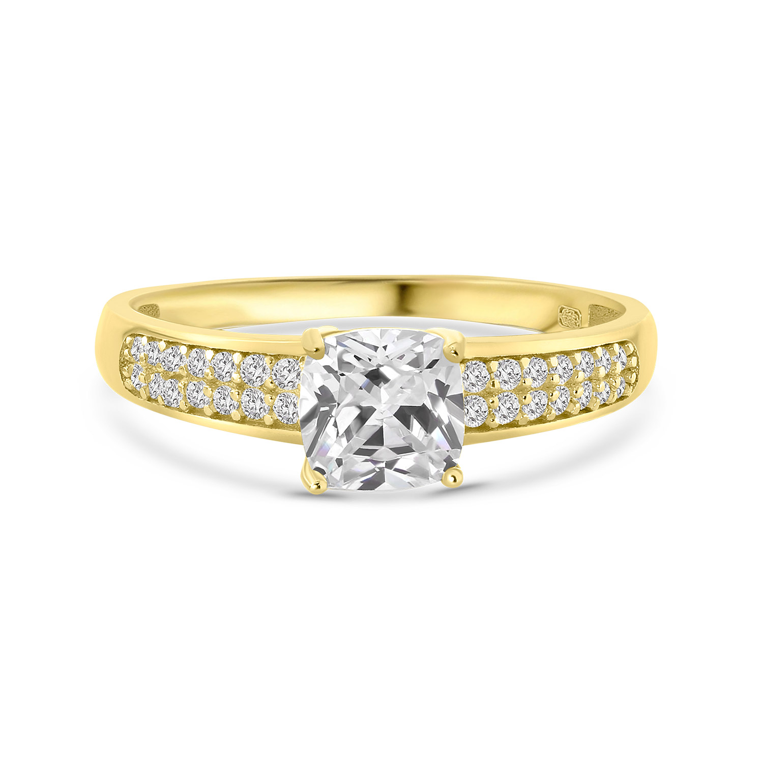 Geelgouden ring met zirkonia vierkant R122-I20-I15SZR0337-FCZ-Y