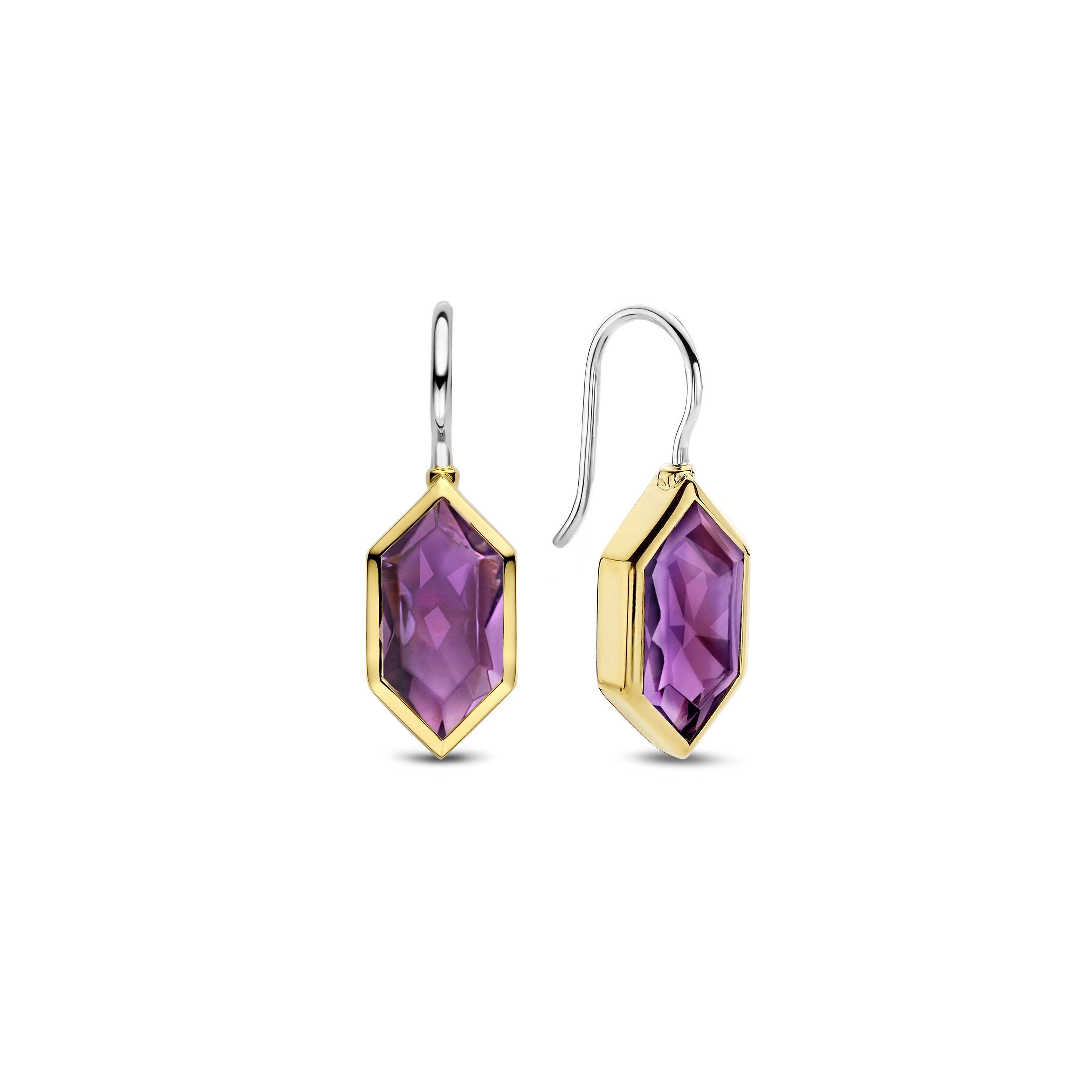Oorhangers van gold plated sterling zilver met paarse kristal 7945PU