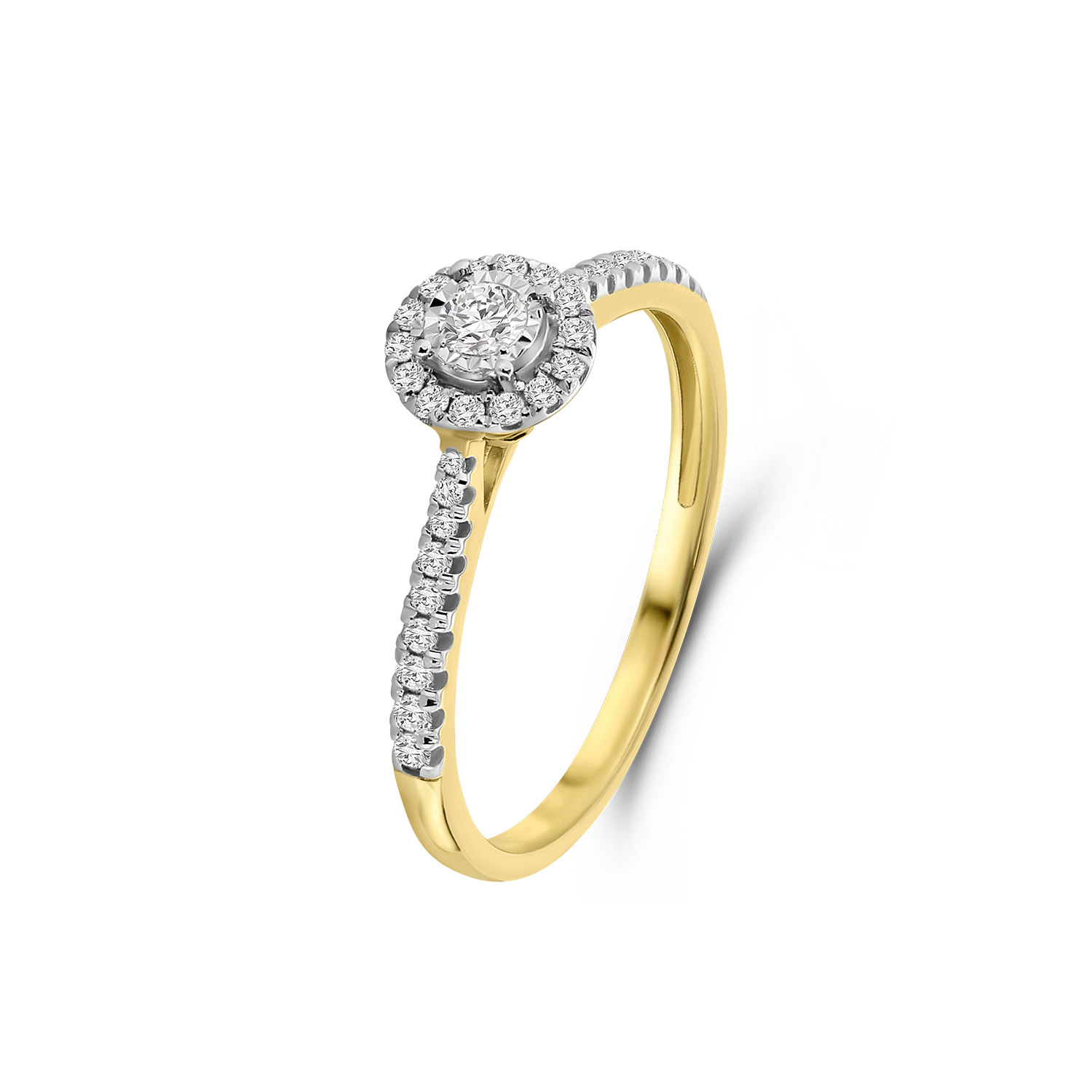 Geelgouden ring diamanten met entourage R404-R40378-W