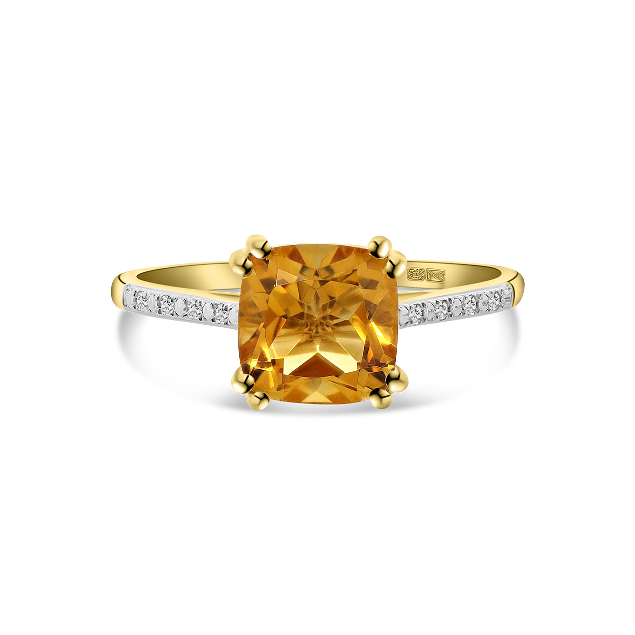 Geelgouden ring met citrien en diamanten R092-86616R013-CI-Y
