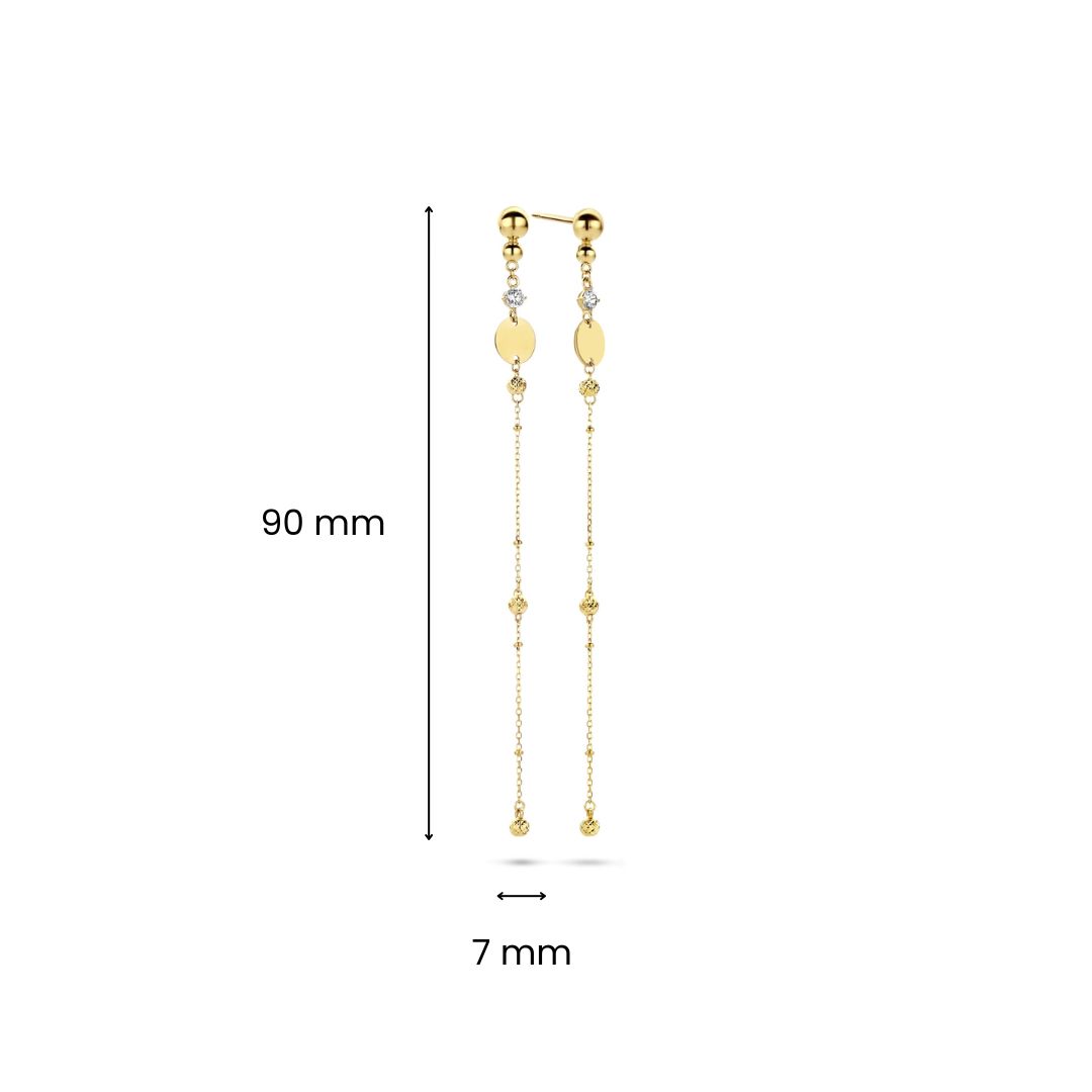 Geelgouden oorhangers met zirkonia E535