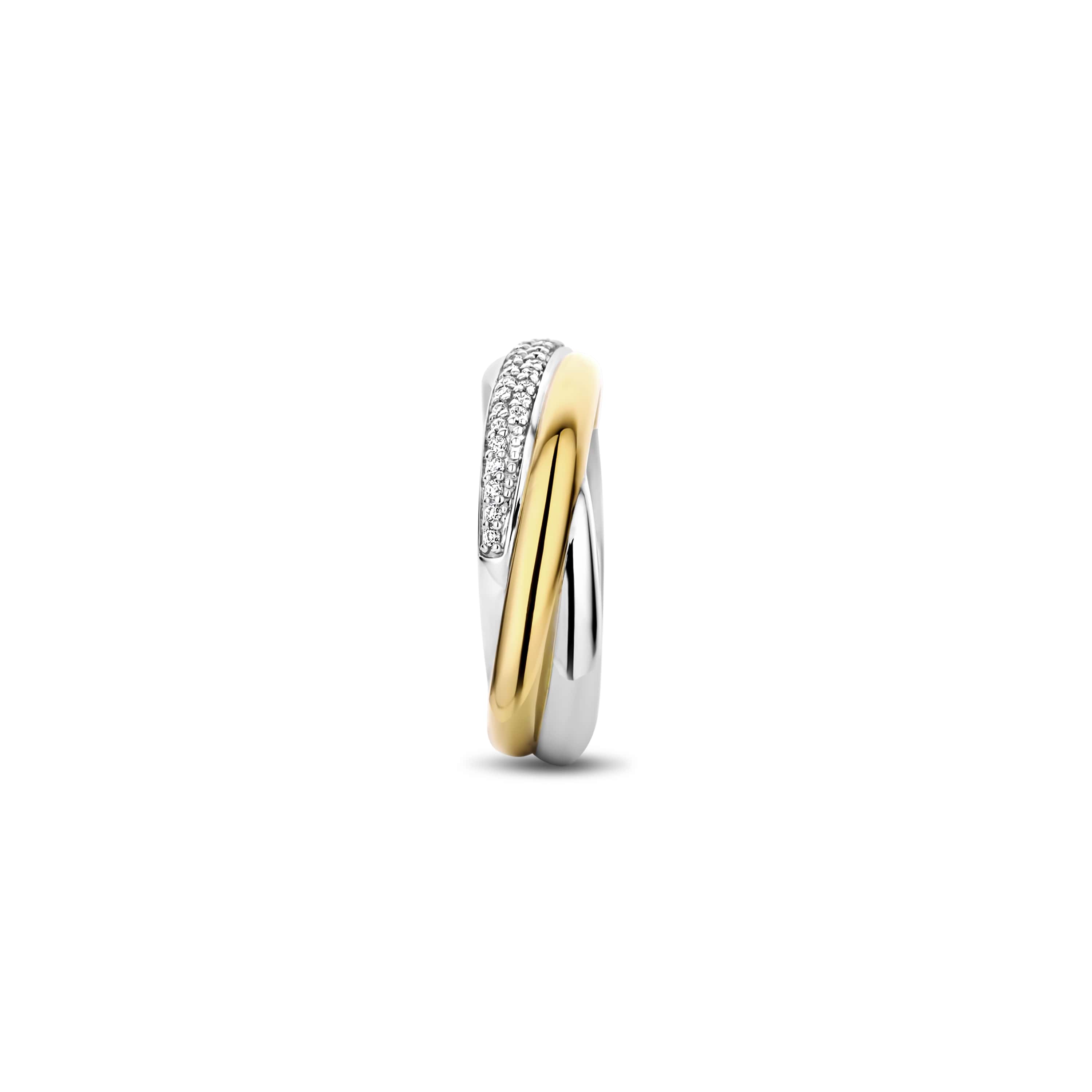 Ring gold plated  met zirkonia - 12343ZY