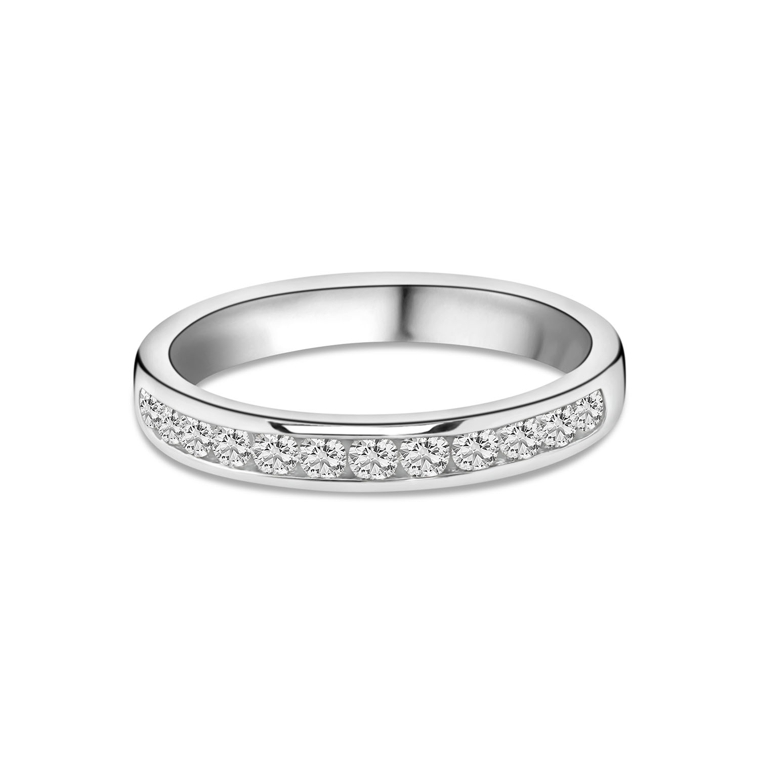 Witgouden ring memoire met diamanten R092-46038R088-W