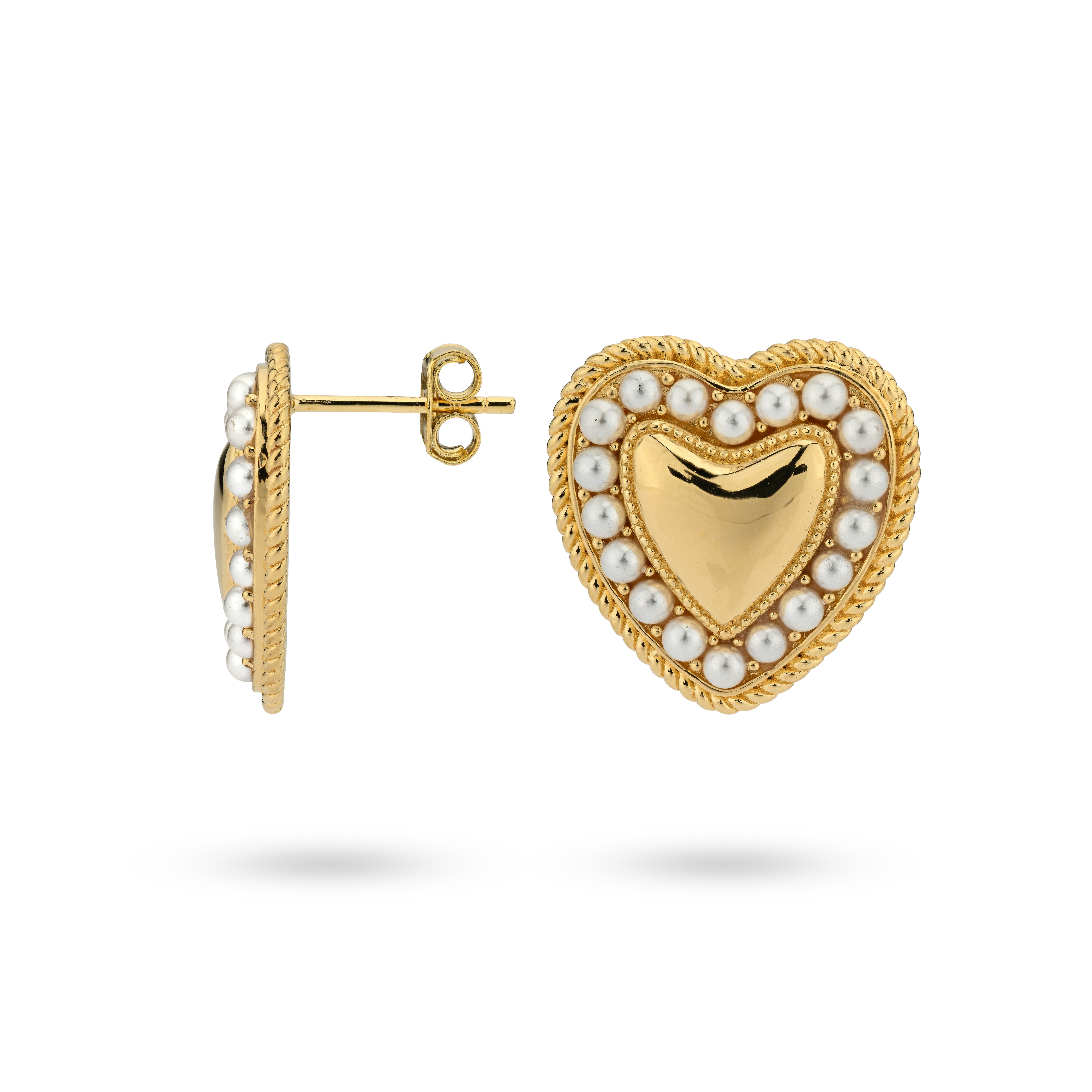 Oorknoppen van gold plated sterling zilver met parels 42476Y Oorknoppen van gold plated sterling zilver met parels 42476Y