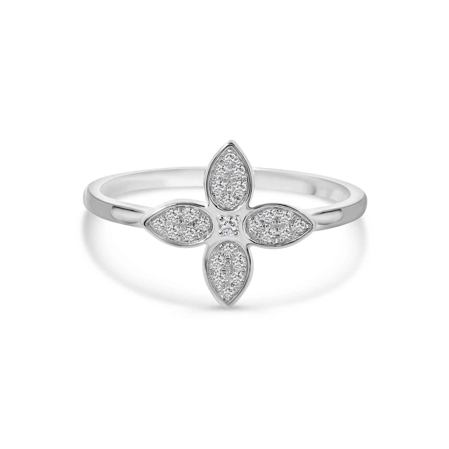 Witgouden ring klaver met diamanten R136-180XA01302-W