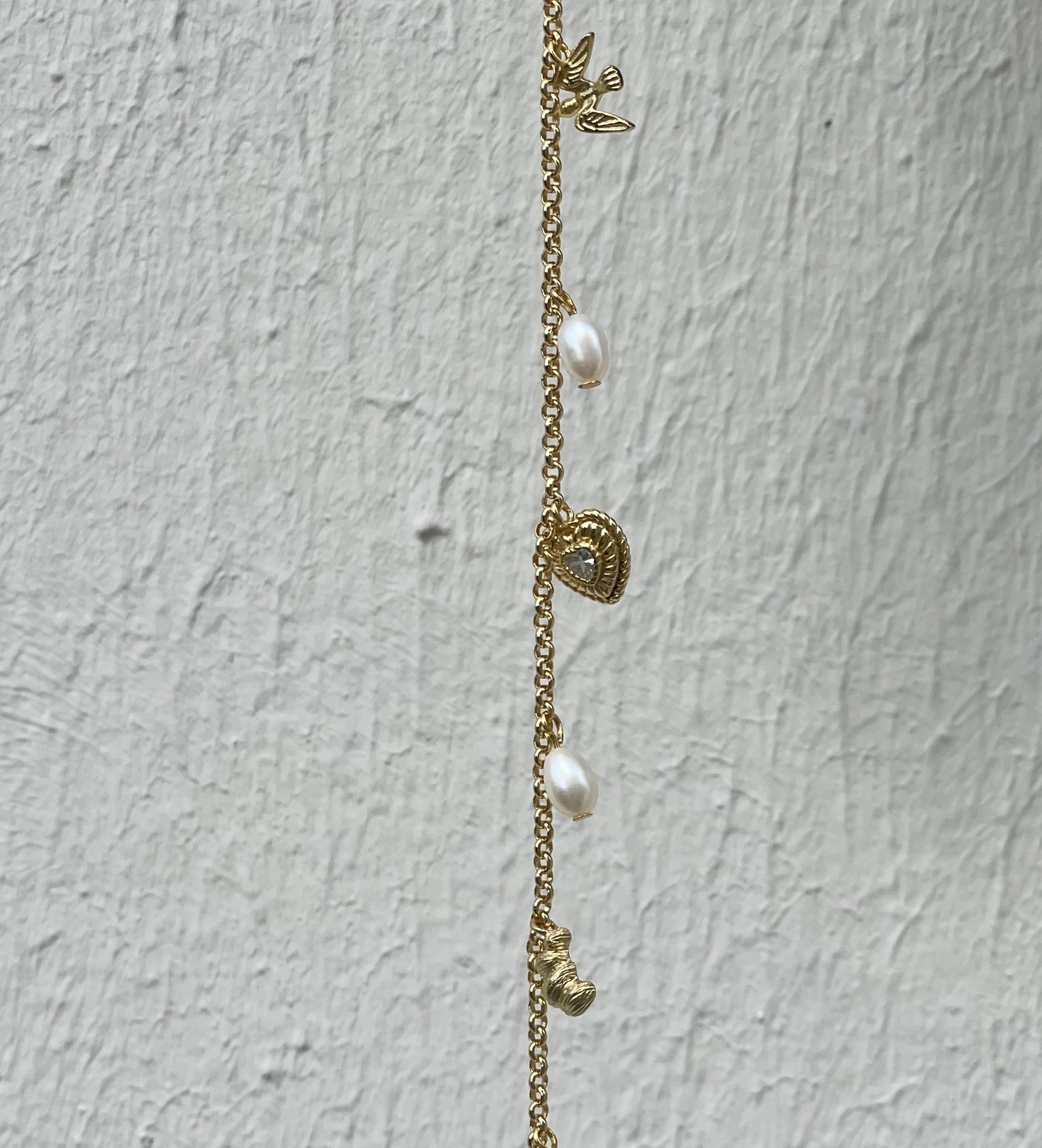 Bedelarmband gold plated met parels - 22498Y