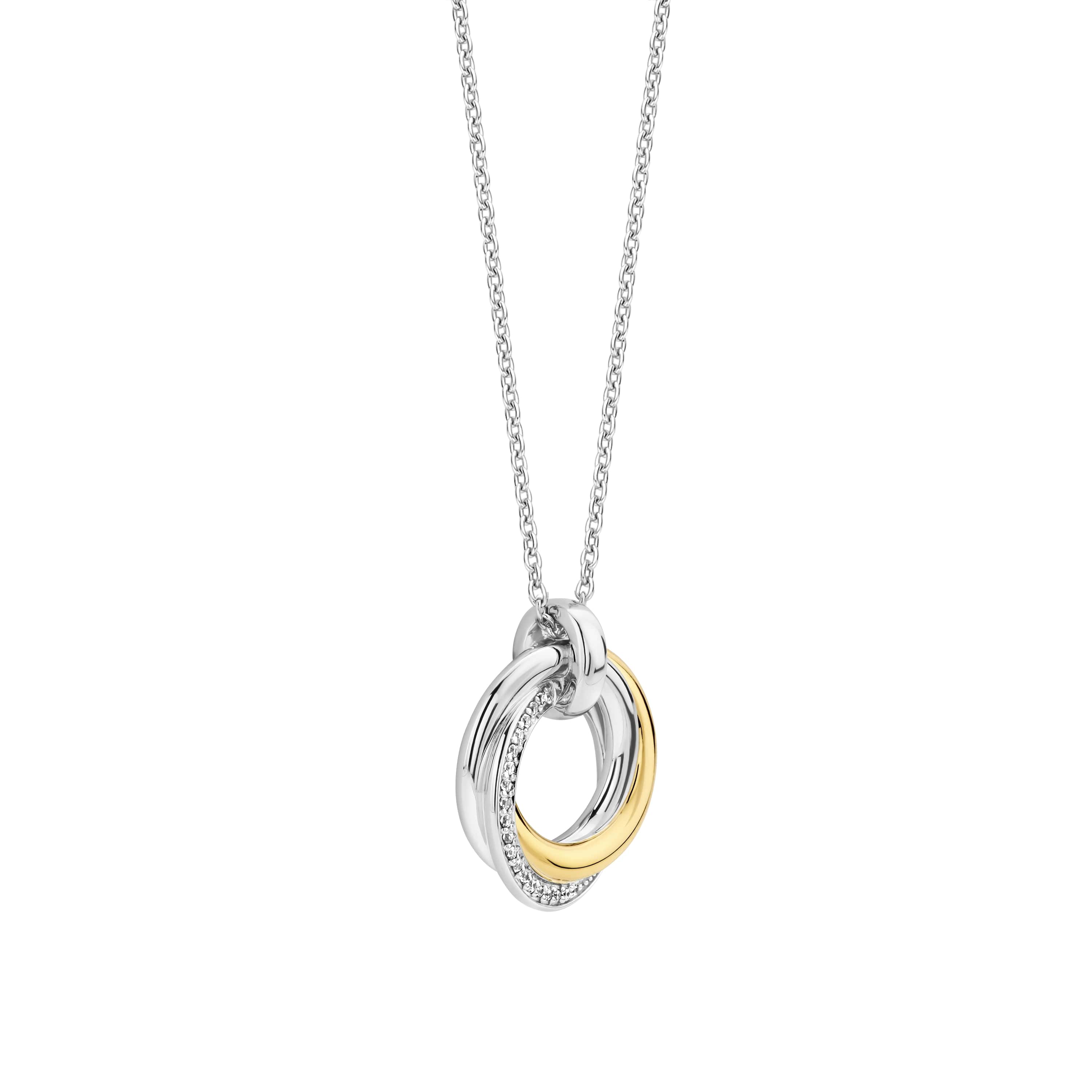 Ketting sterling zilver gold plated met Circle hanger - 34055ZY