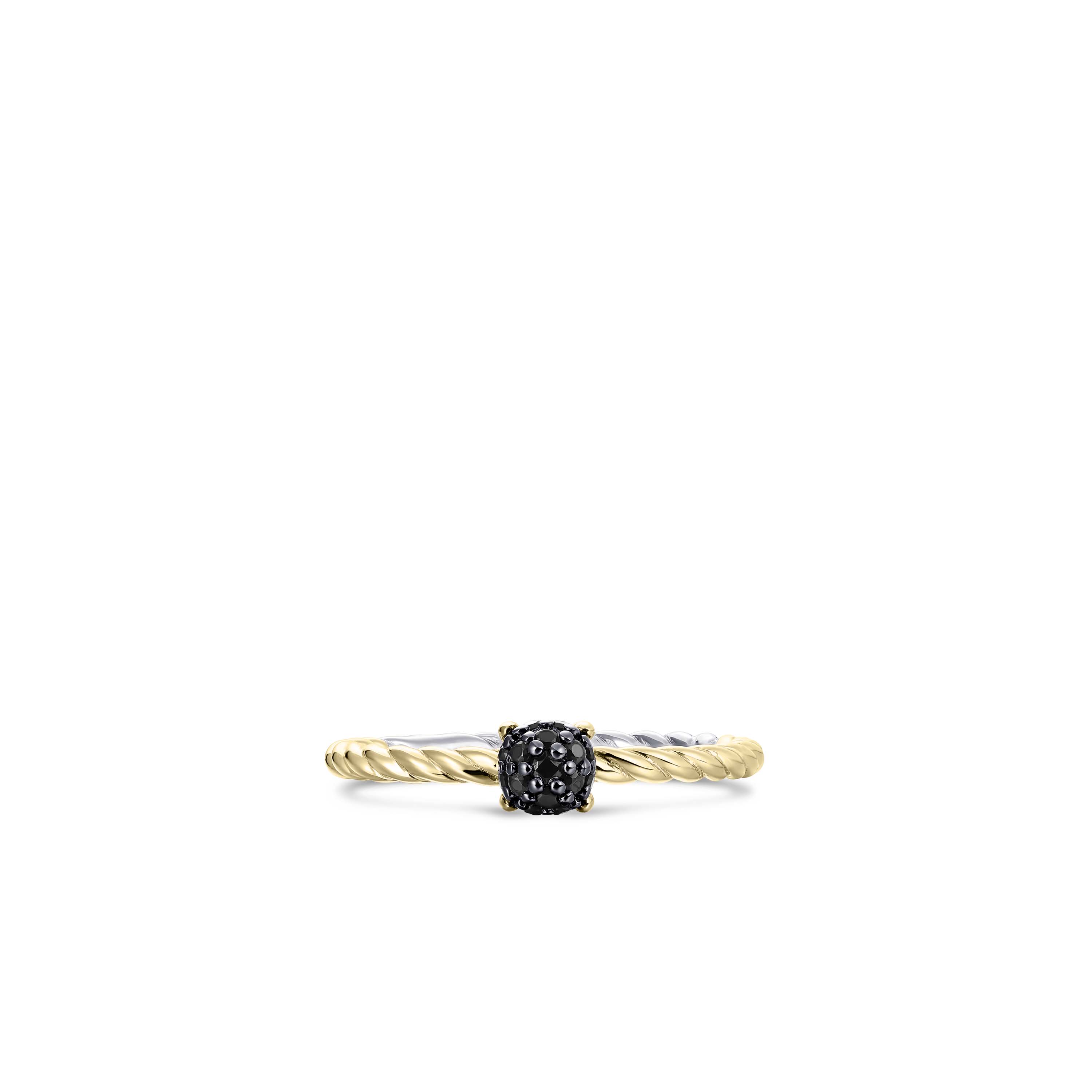 gold plated ring met zwarte zirkonia R469YZ