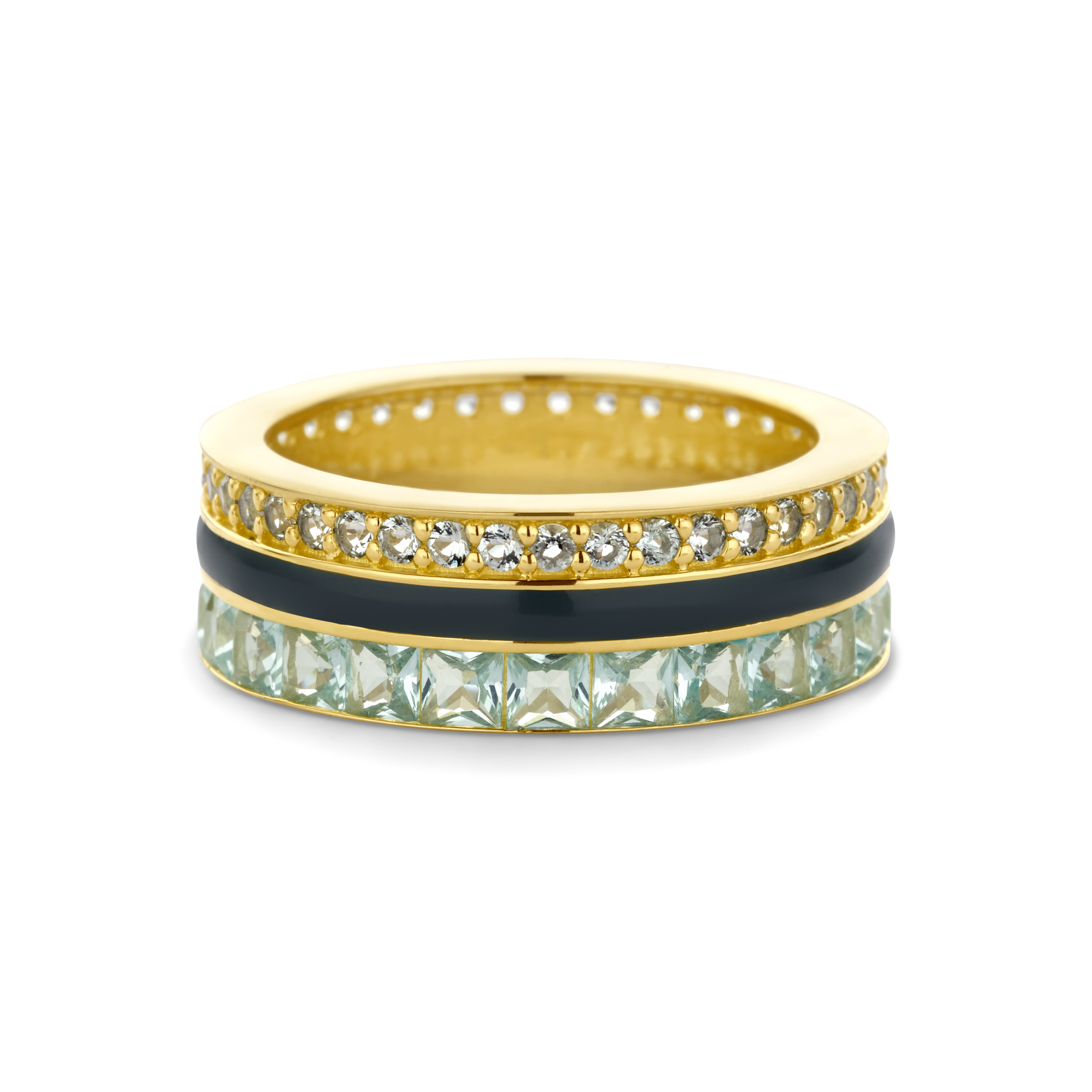 Gold plated ring met briljant geslepen zirkonia