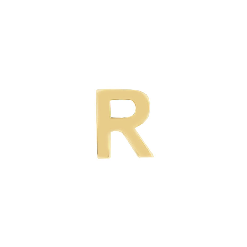 Geelgouden oorknop 'R'