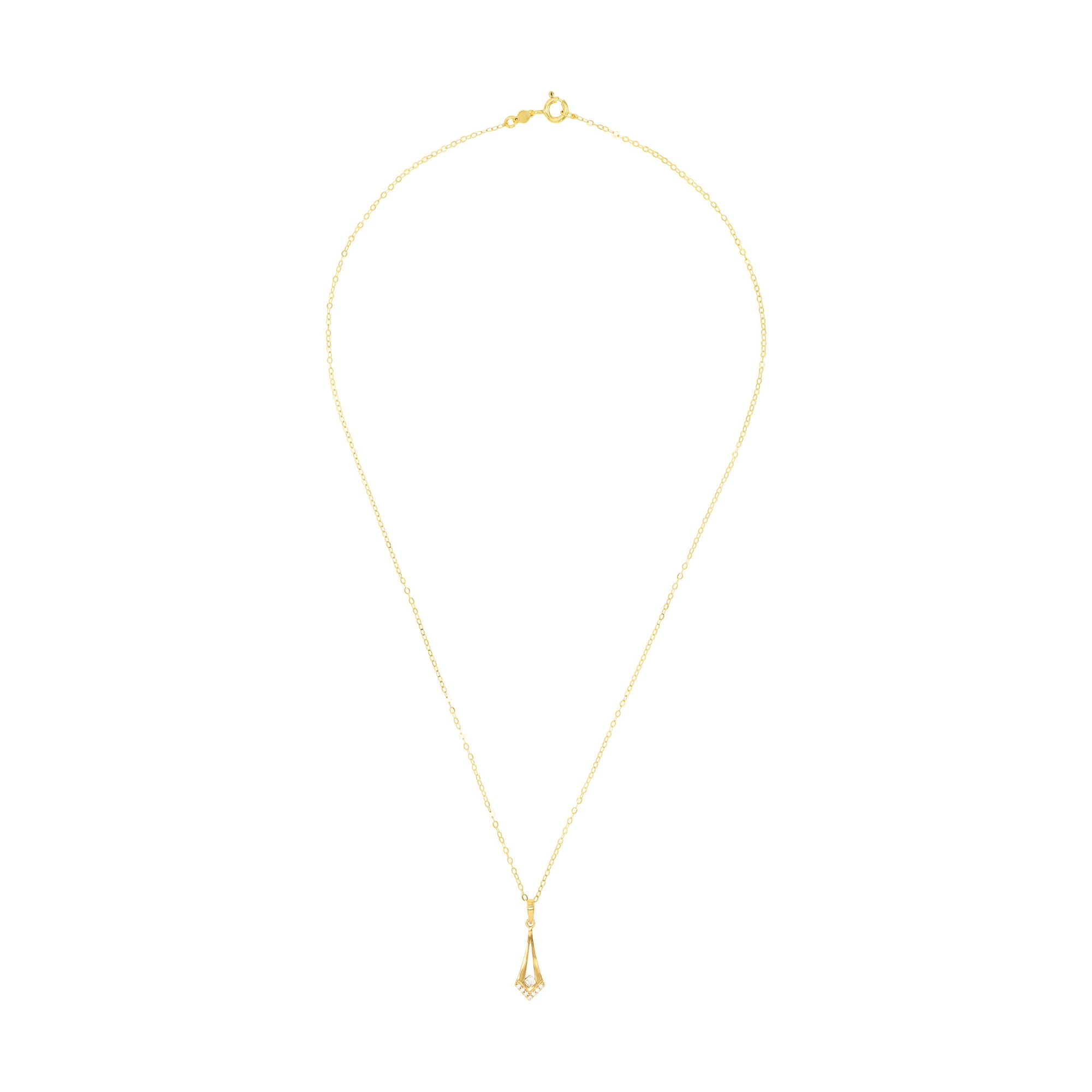 Ketting geelgoud met zirkonia hanger - 2034080