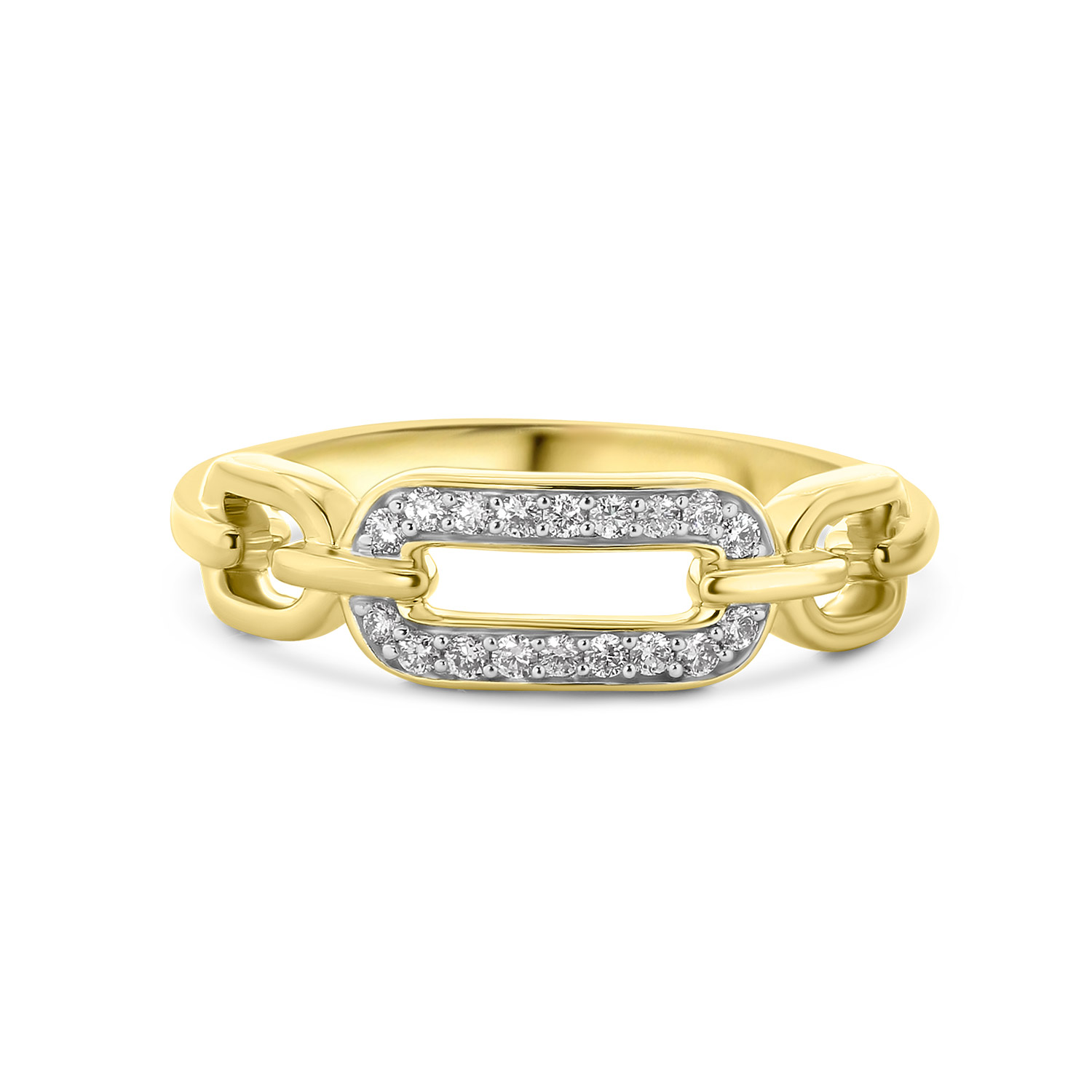 Geelgouden schakelring met diamanten R404-RNG-3-Y