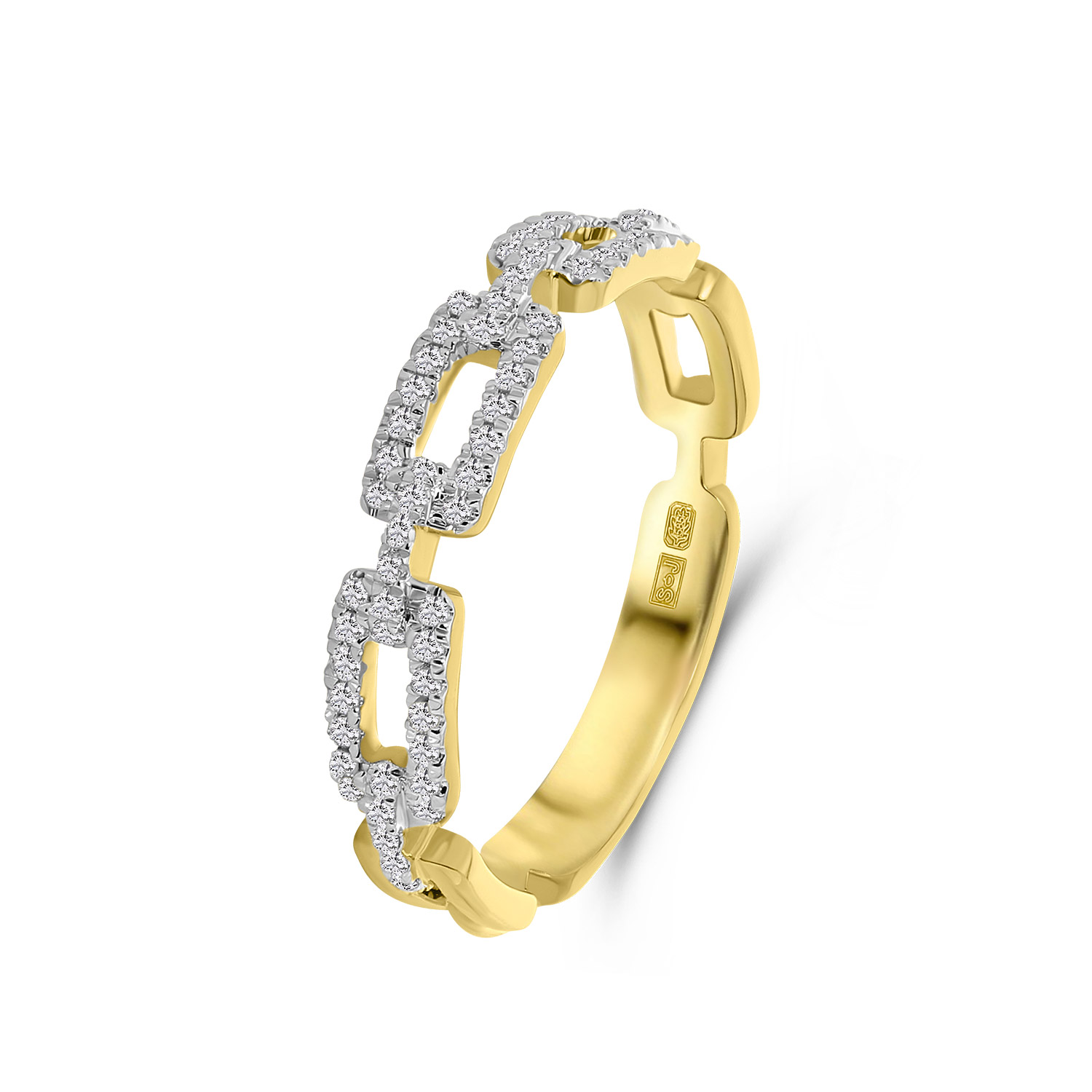 Geelgouden ring schakel met diamanten R138-RG44856-Y