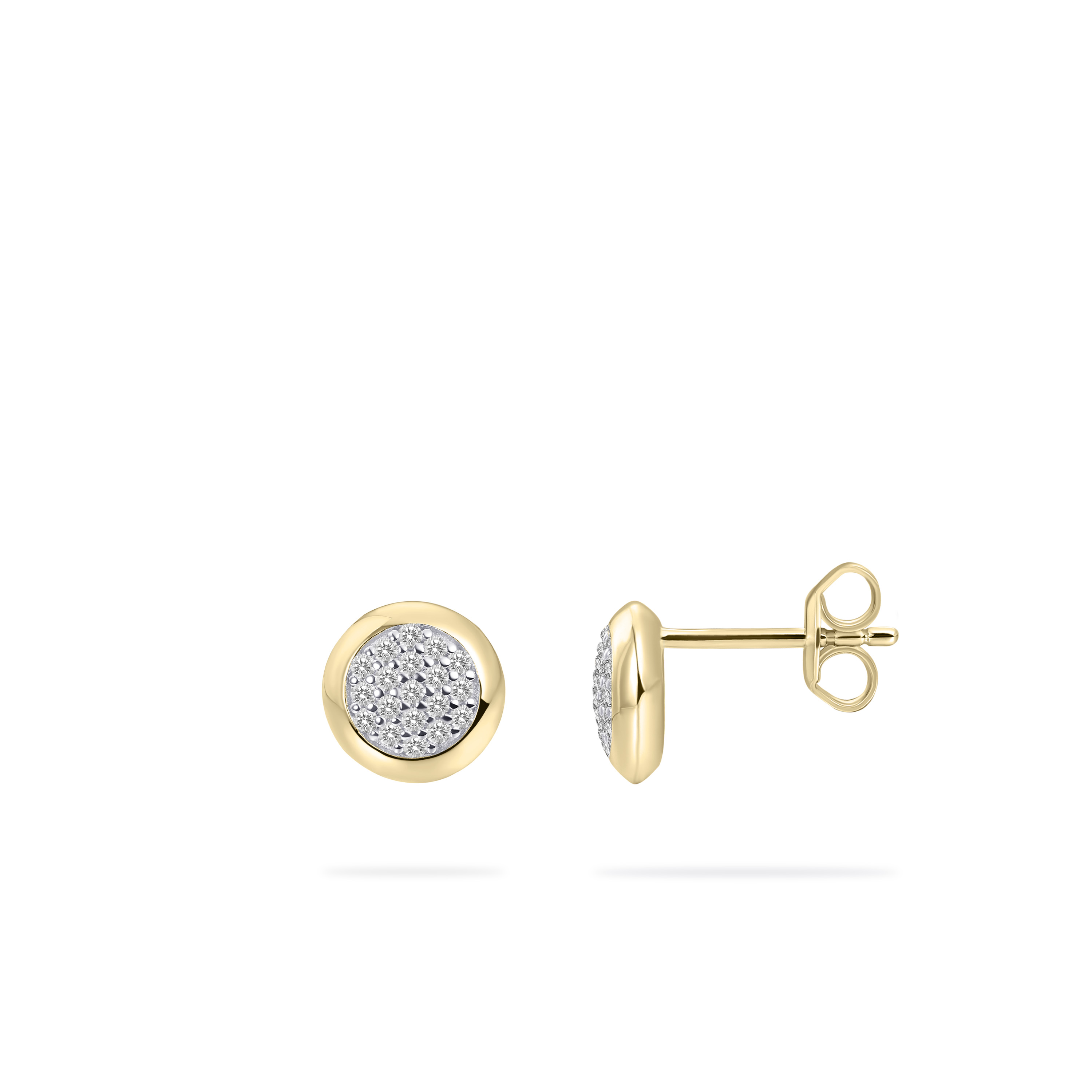 Oorknoppen Rond gold plated  met zirkonia - E1075Y