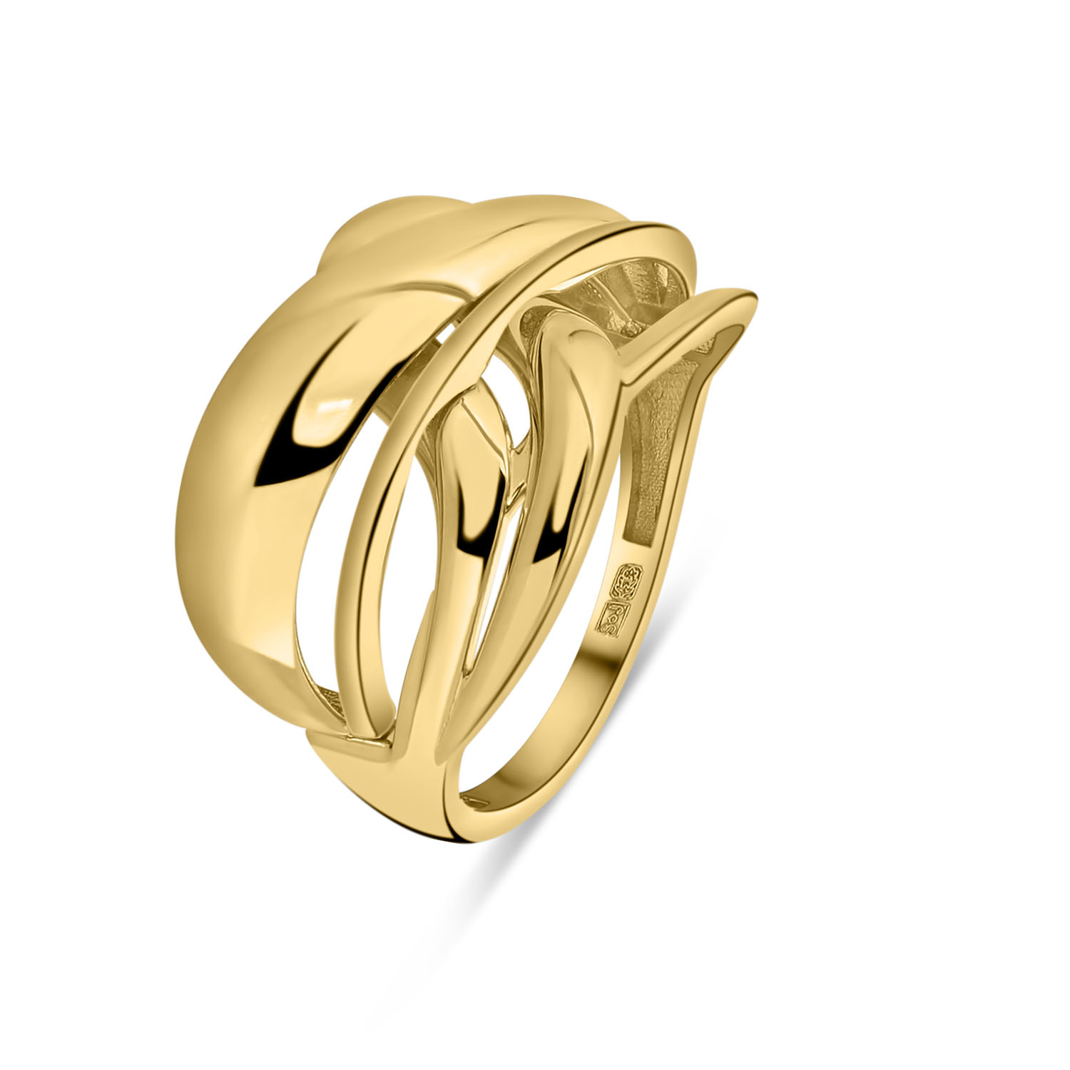 Geelgouden ring met gevlochten open structuur R515-CAP0243-Y