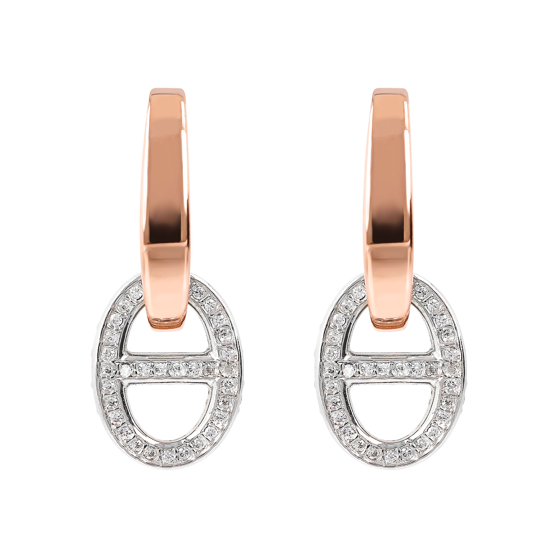Oorbel met rosé en zirkonia pavé E495-WSBZ01656