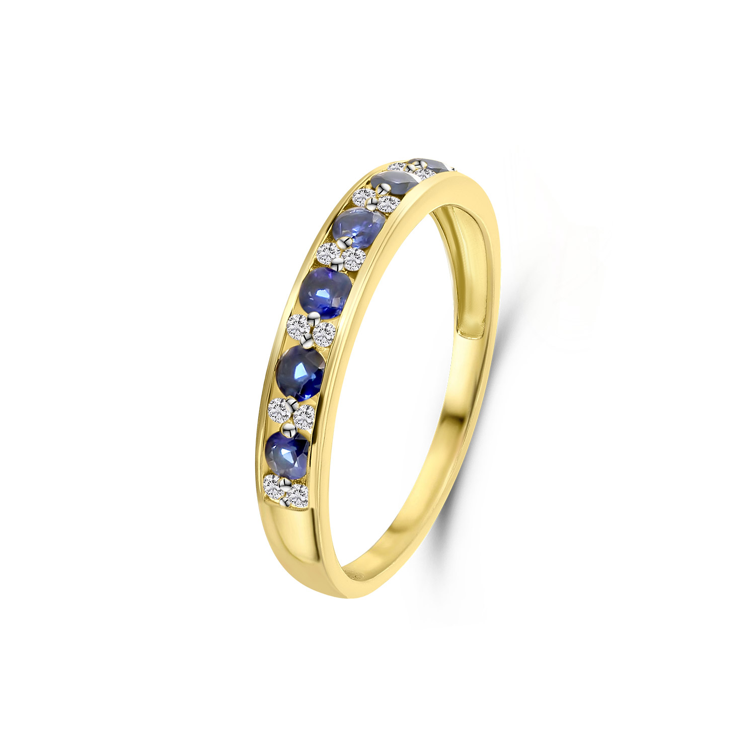 Geelgouden ring met saffier en diamanten R404-R40762BS-SA-Y