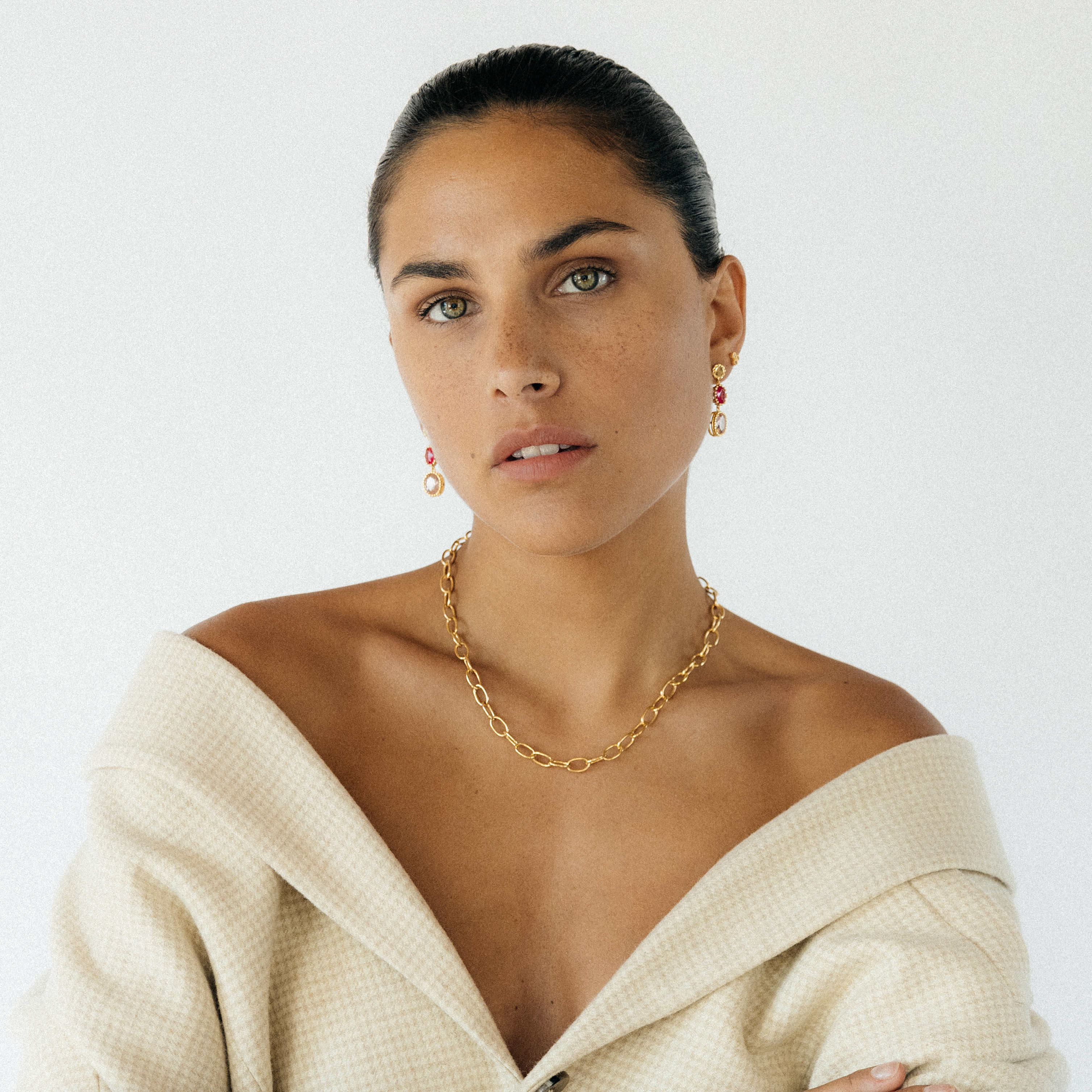Oorhangers van gold plated  met zirkonia 42481Y