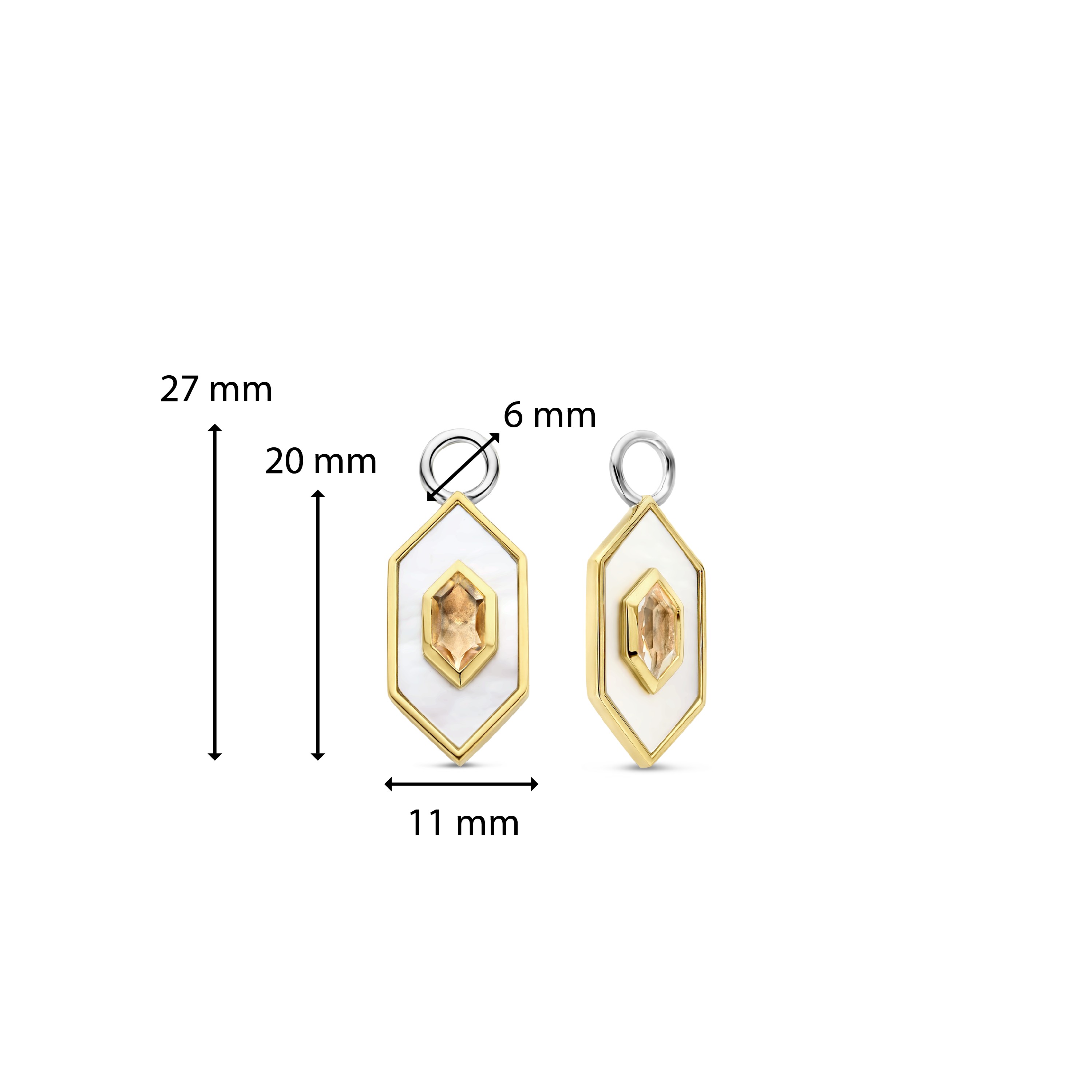 Sterling zilveren gold plated oorbedel 9271MW Sterling zilveren gold plated oorbedel 9271MW