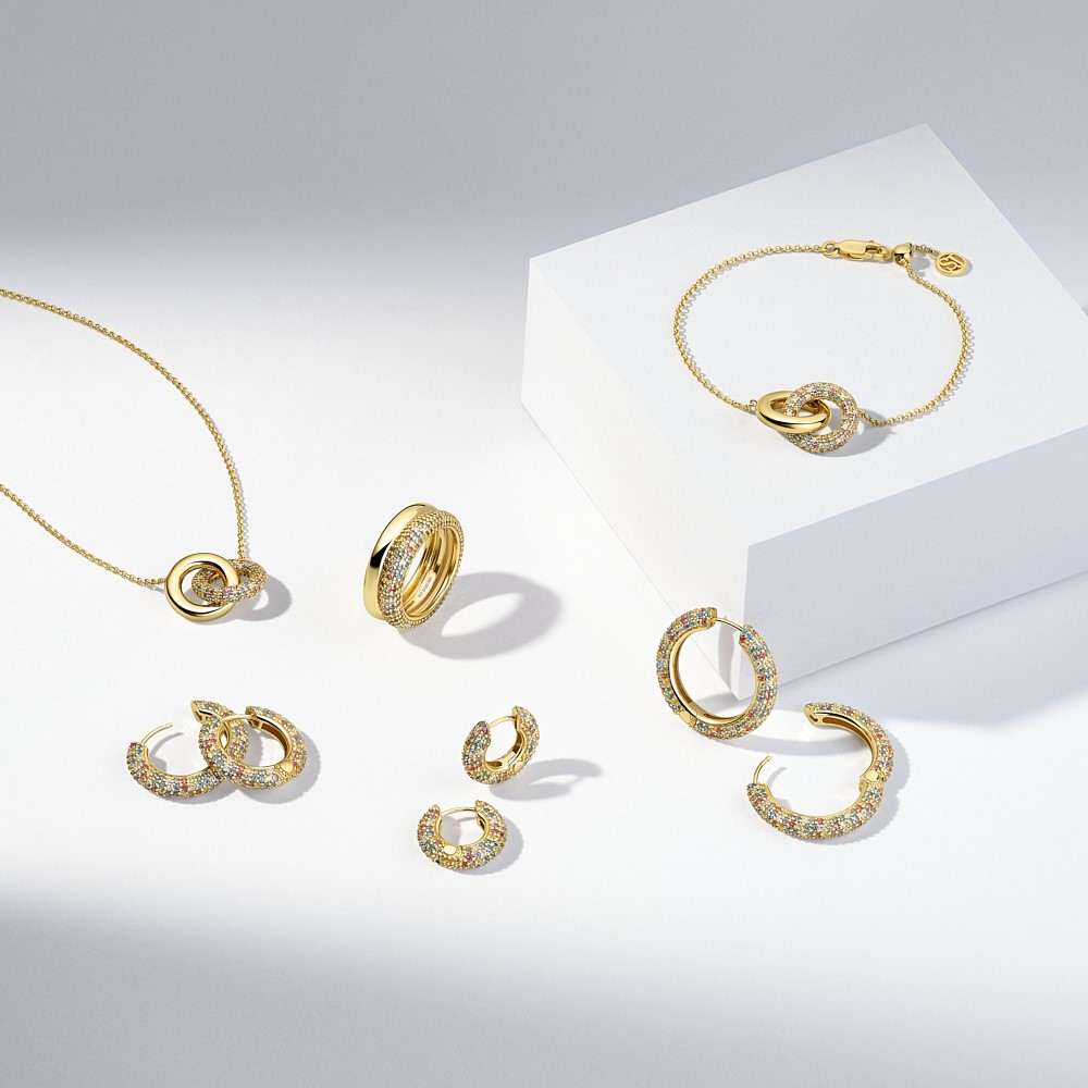 Oorringen Carrara Piccolo gold plated met gekleurde zirkonia - SJ-E2473-XCZ-YG Oorringen Carrara Piccolo gold plated met gekleurde zirkonia - SJ-E2473-XCZ-YG