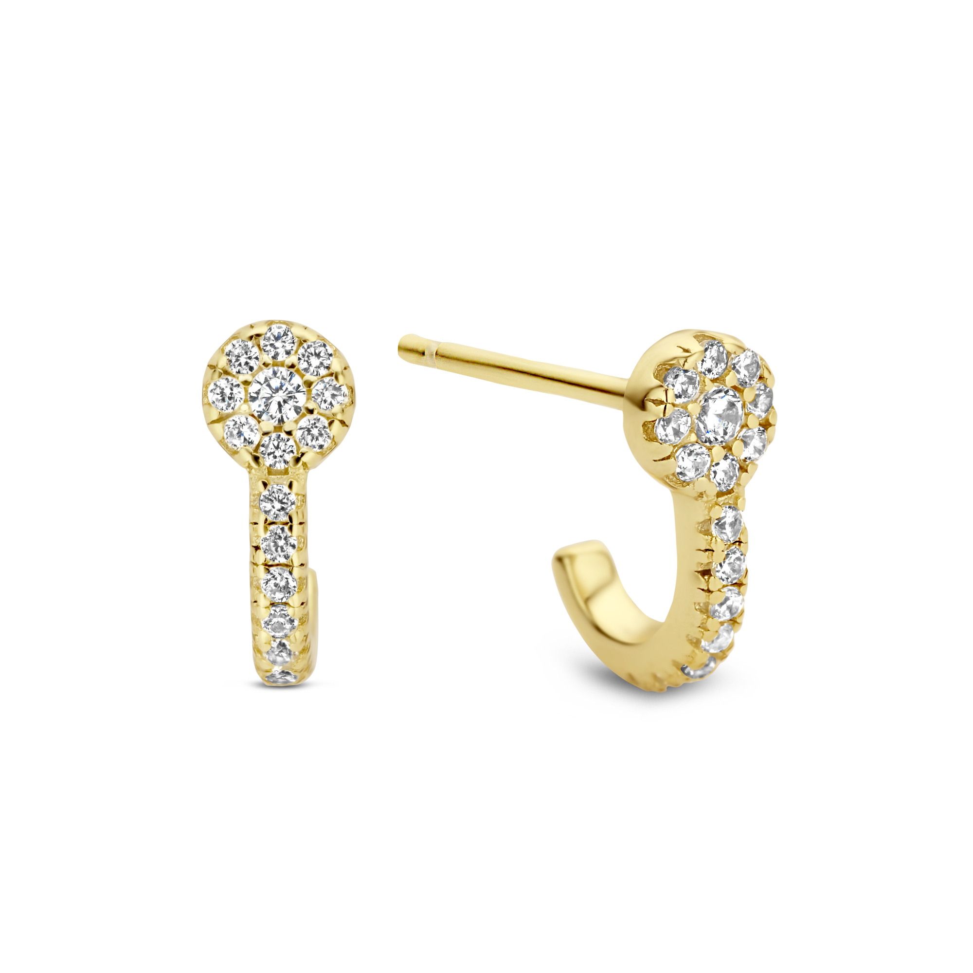 Sterling zilveren gold plated oorknoppen met zirkonia 213A0280