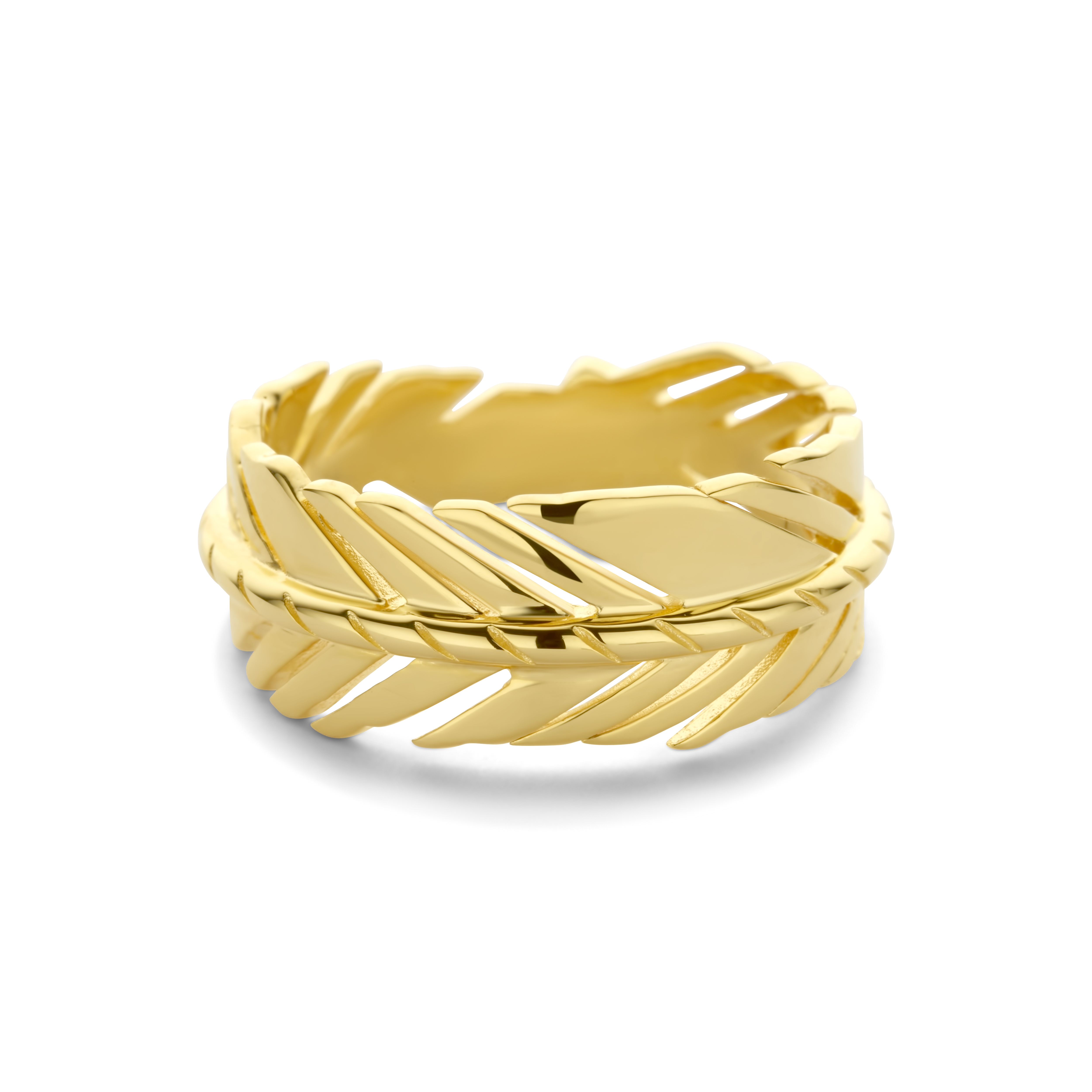 Ring van gold plated  met veer patroon 256S0023