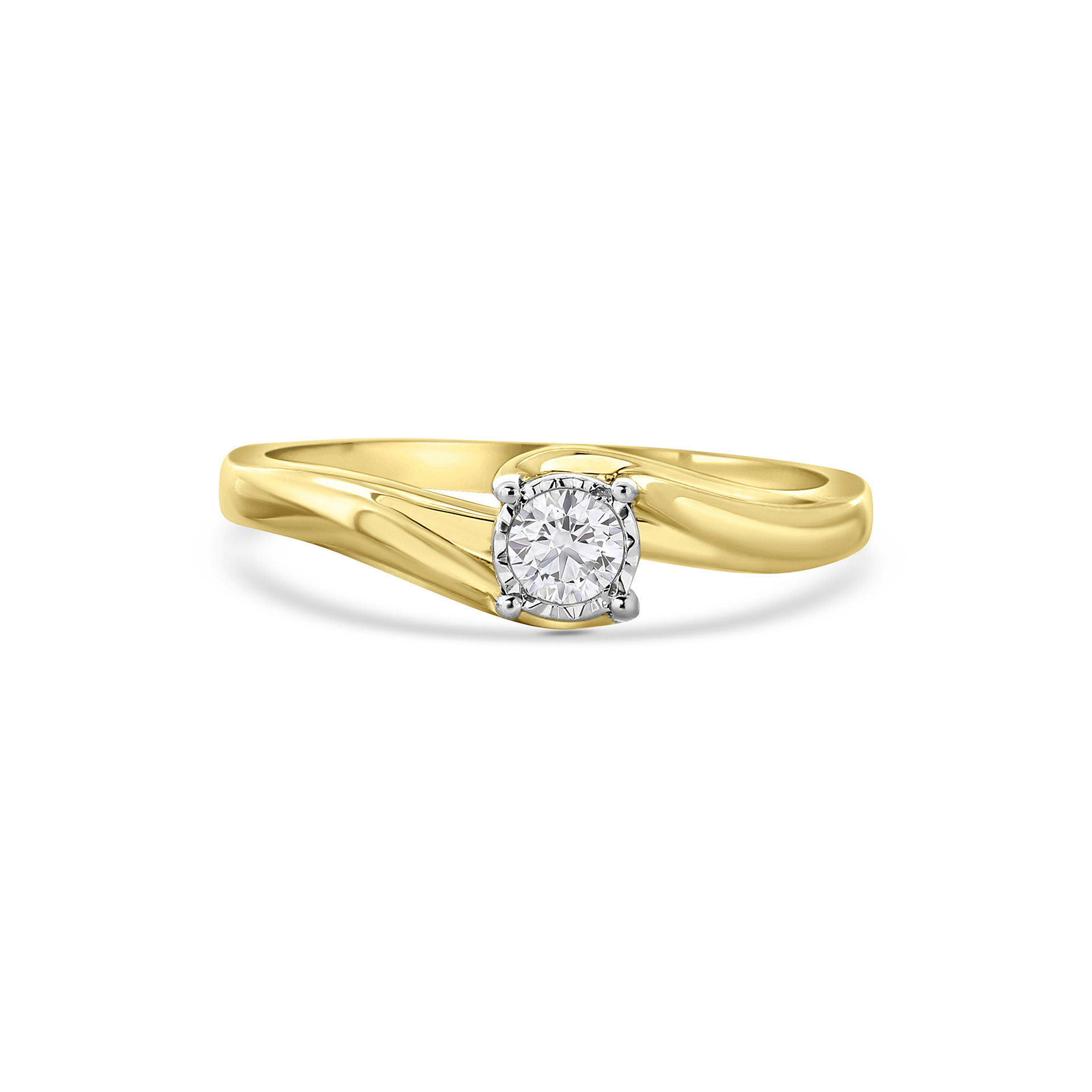 Geelgouden solitaire ring gedraaid met lab grown diamant R138-RG63809-CV-015-YW
