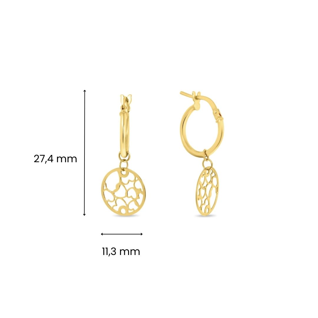 Geelgouden oorringen met ronde hanger EG083-817-Y