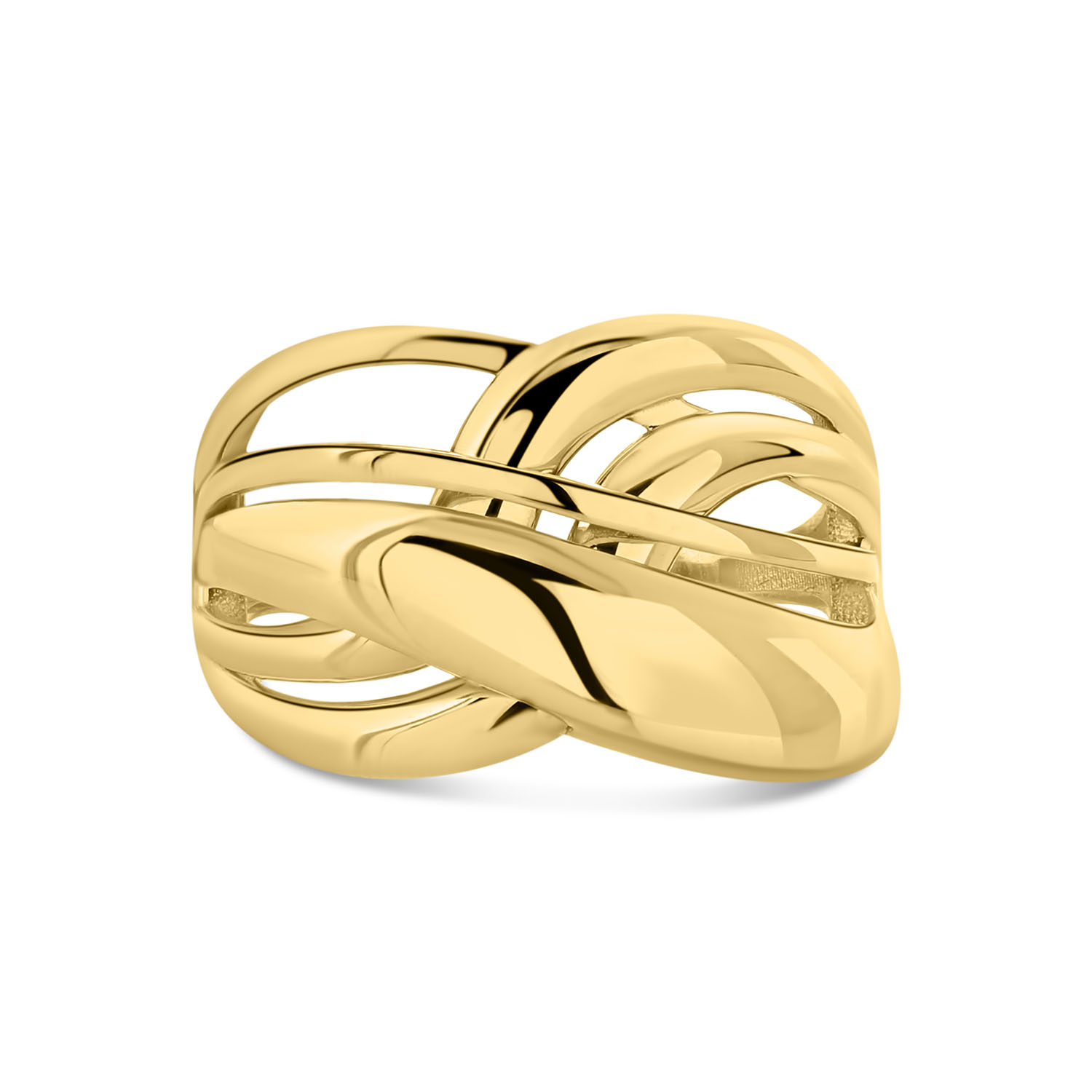 Geelgouden ring met gevlochten open structuur R515-CAP0243-Y