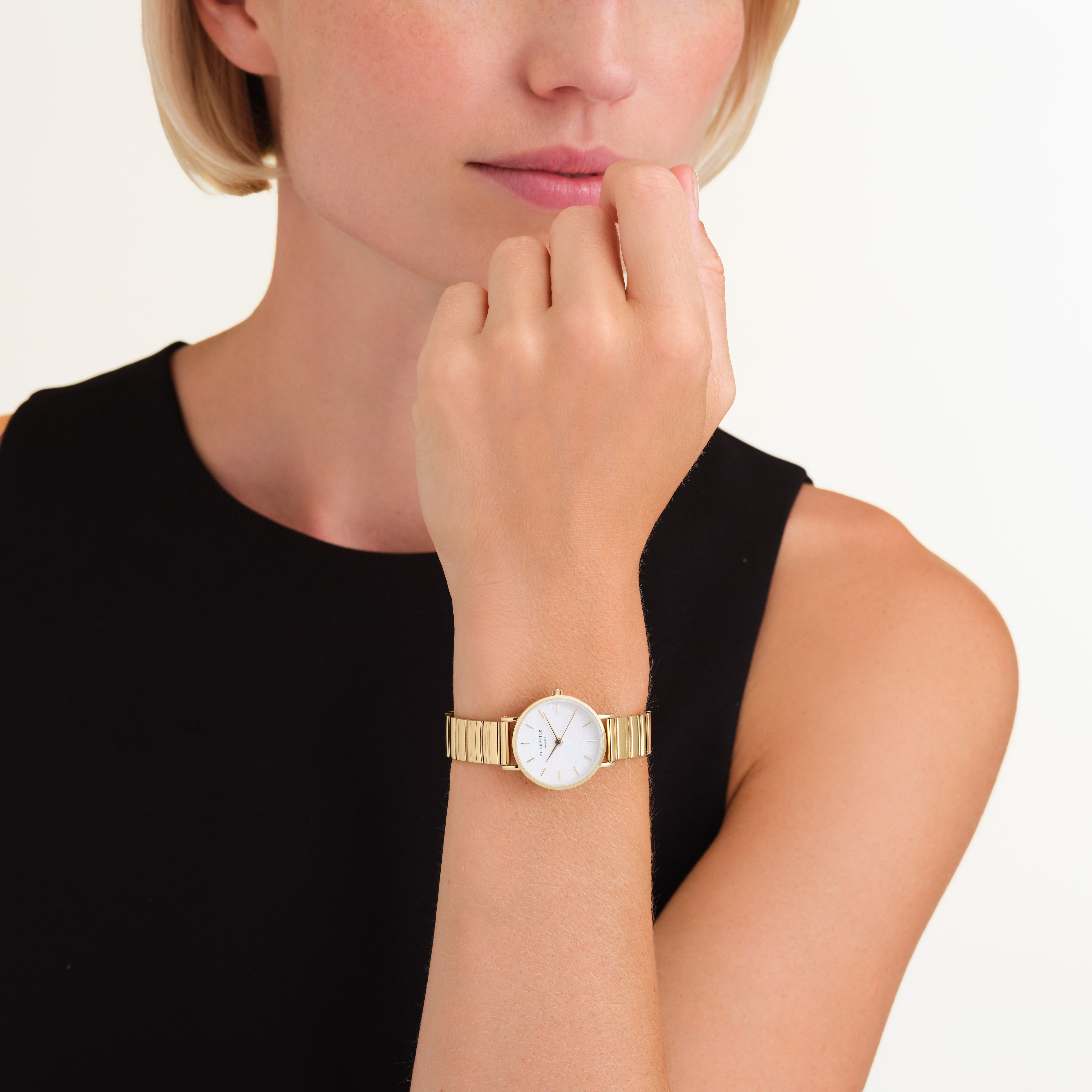 Dameshorloge Small Edit Half-Moon White/Gold SEWGSG-SE02