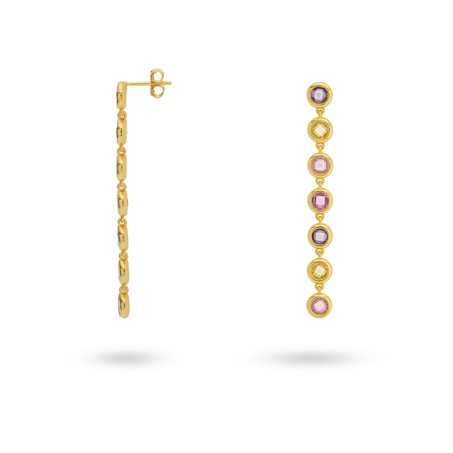 Oorhangers gold plated met gekleurde zirkonia - 424139Y