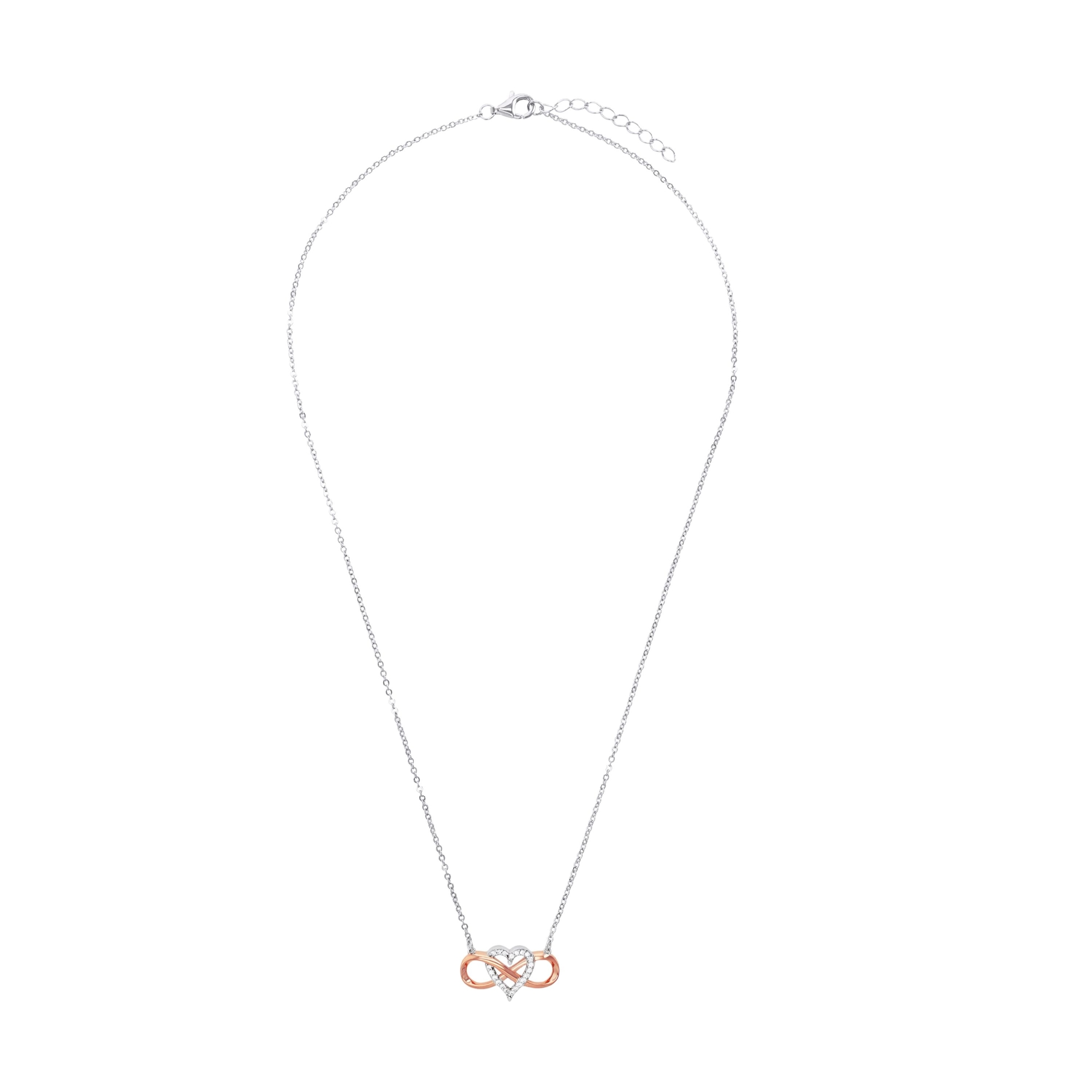 Ketting van roségold plated sterling zilver met zirkonia hanger 2022424
