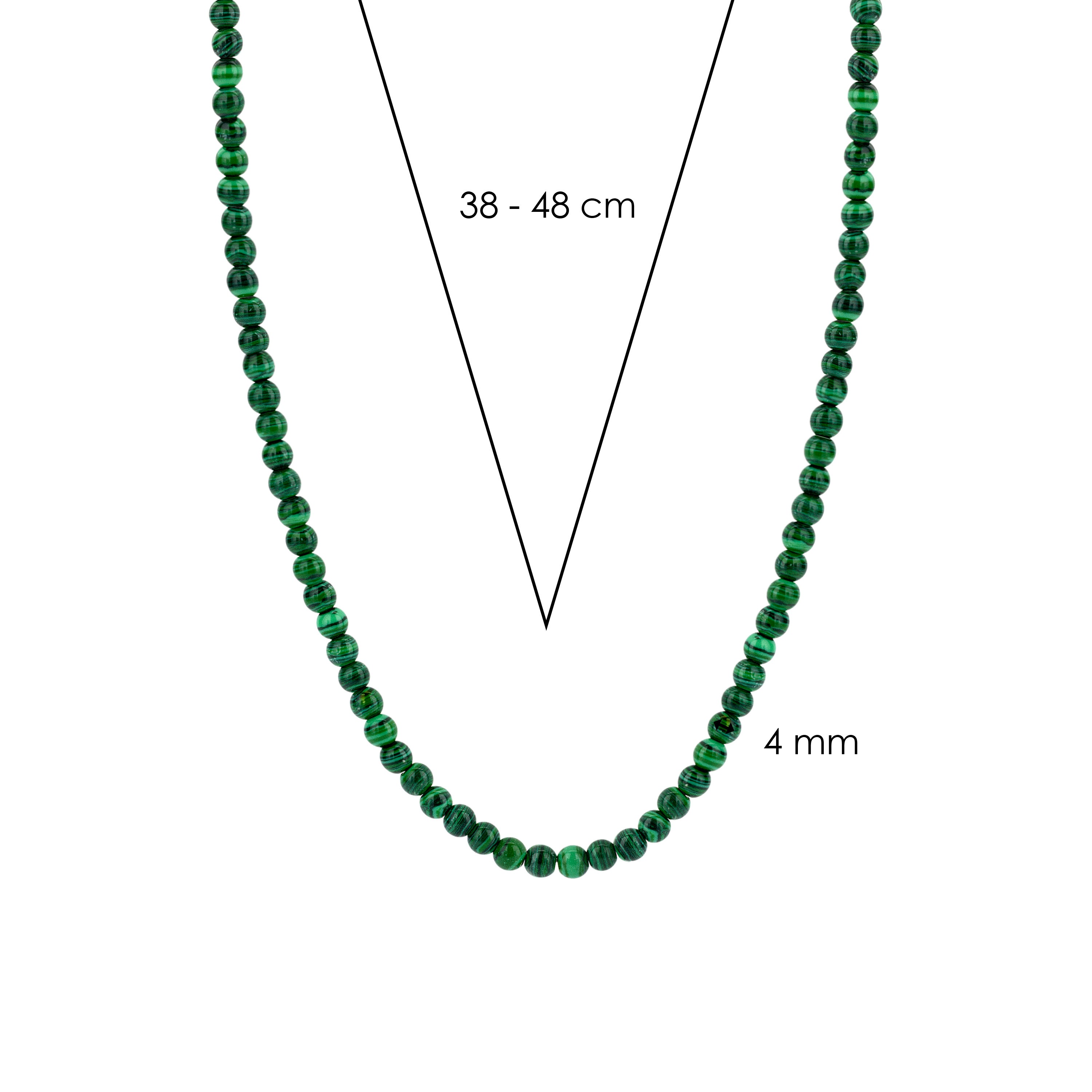 Kralenketting van sterling zilver met malachiet 3916MA