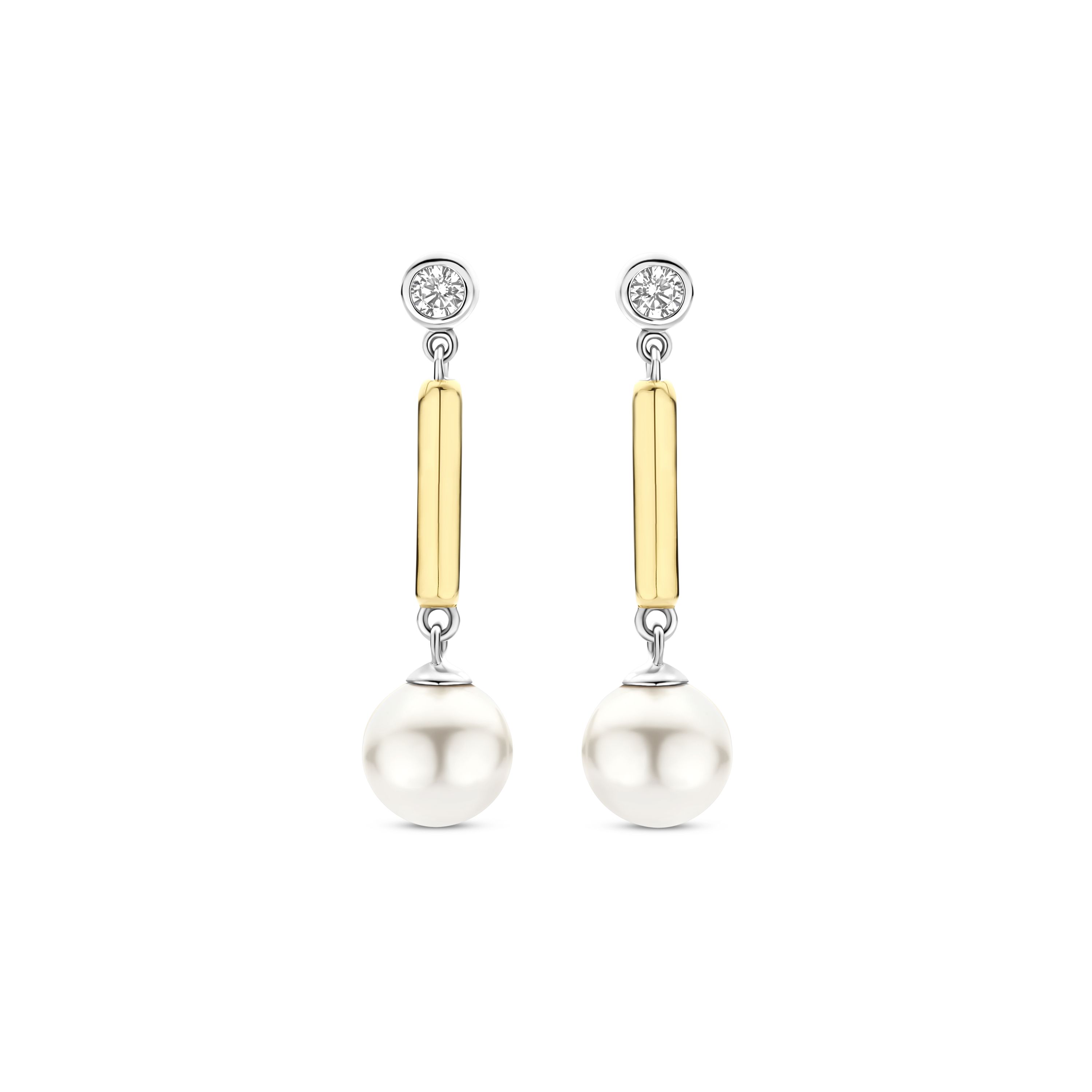 Oorhangers gold plated met parel - 78011YP