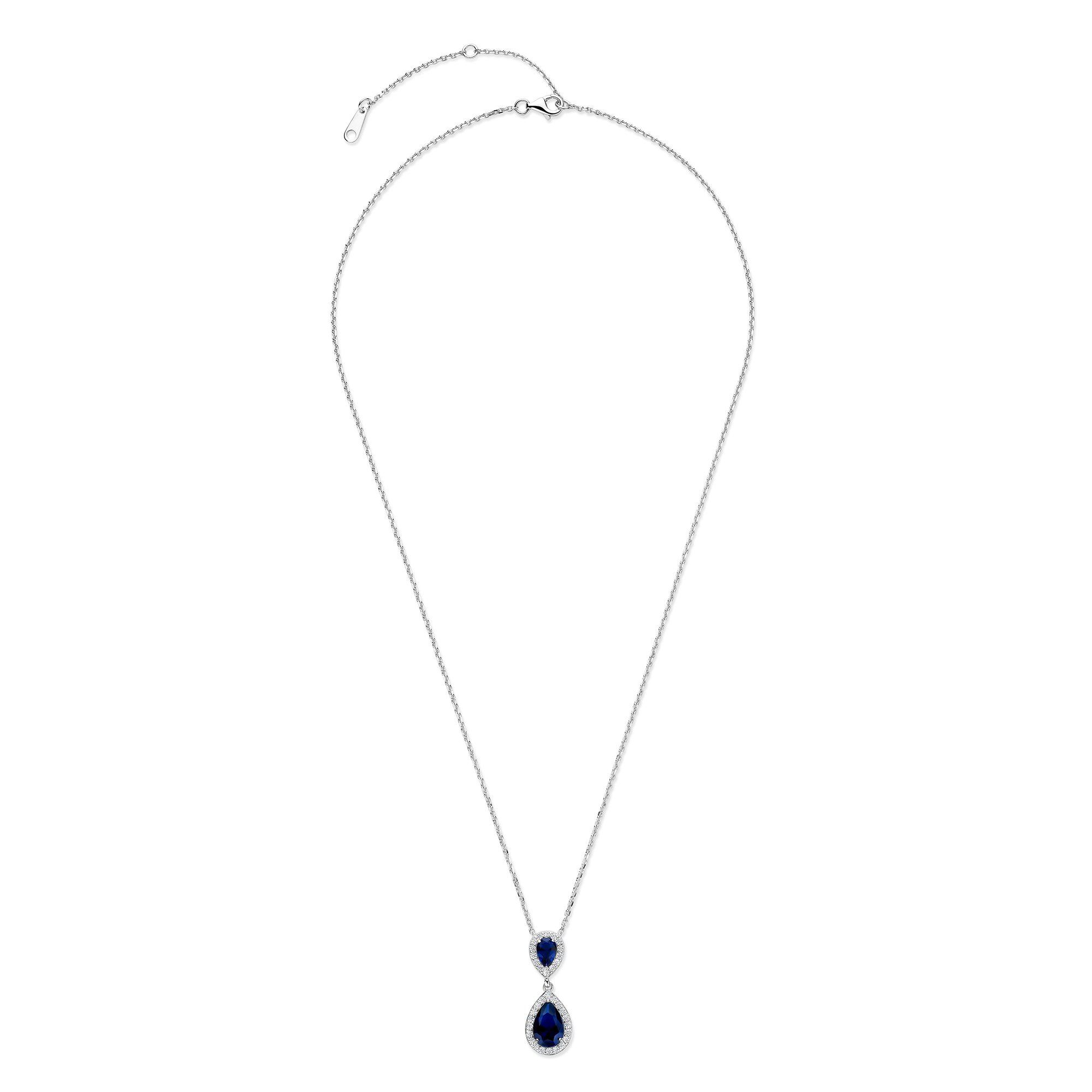 Ketting sterling zilver met blauwe zirkonia - P21670BL
