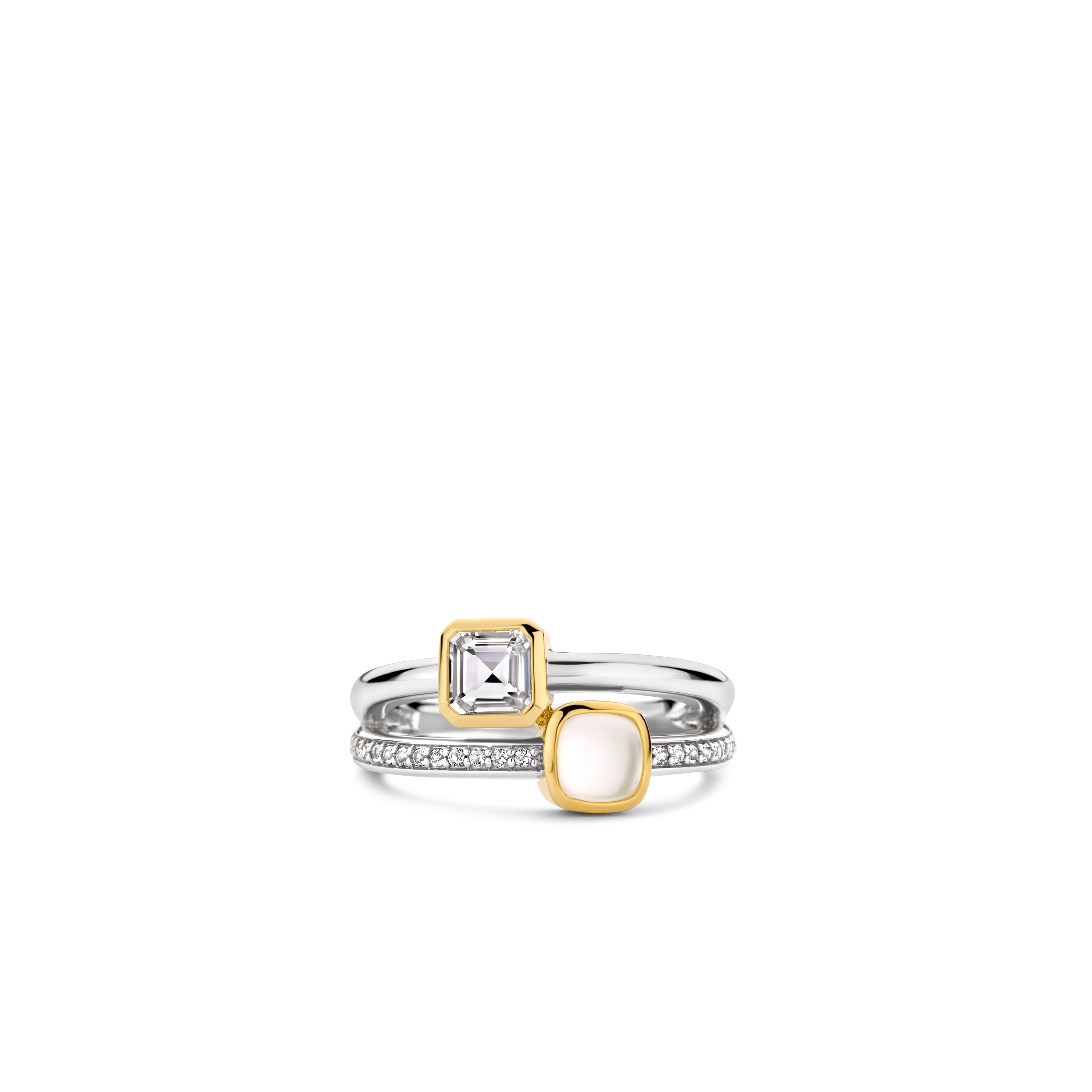 Ring van gold plated sterling zilver met zirkonia en kristal 12326MW