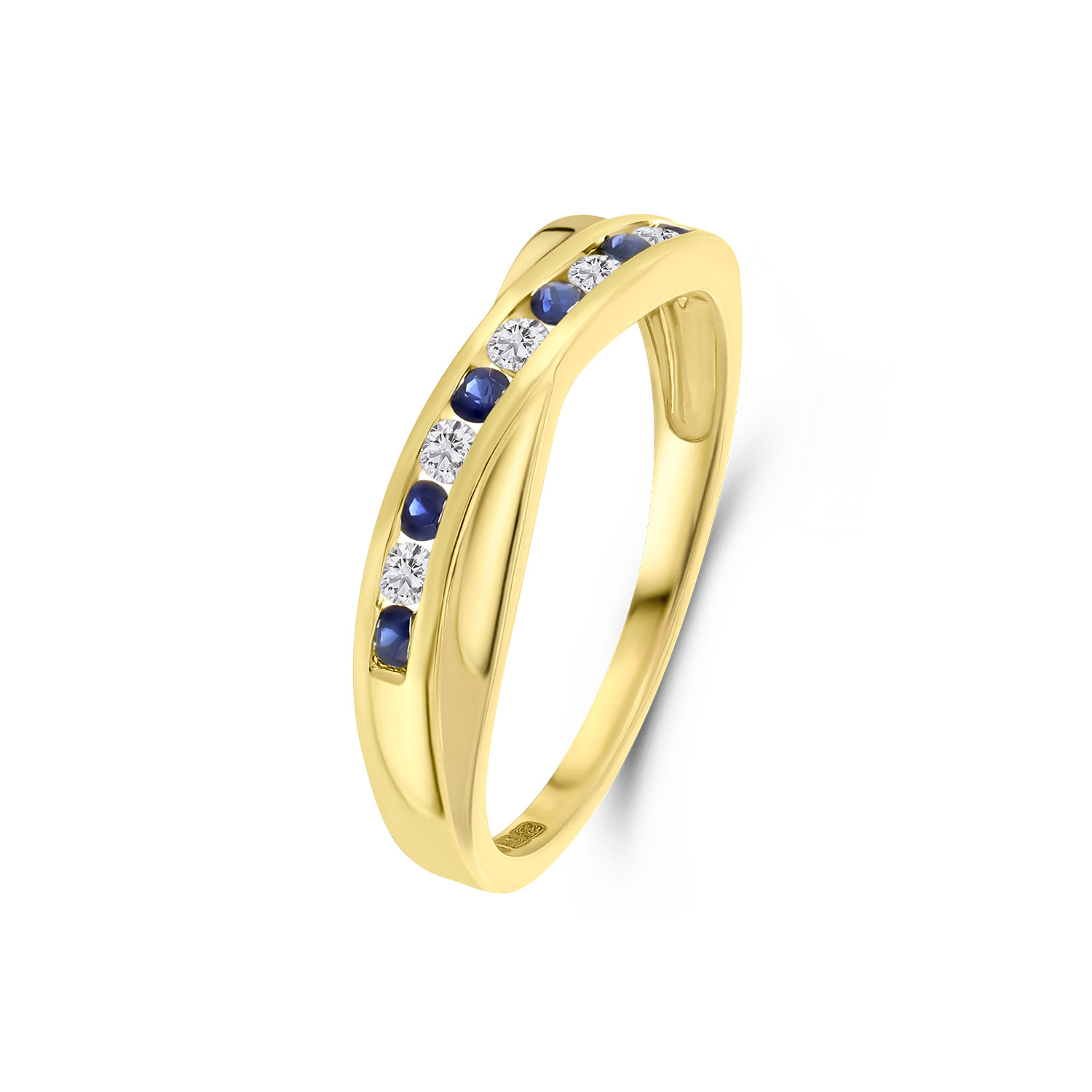 Geelgouden ring saffier en diamant R404-R40782-SA-Y