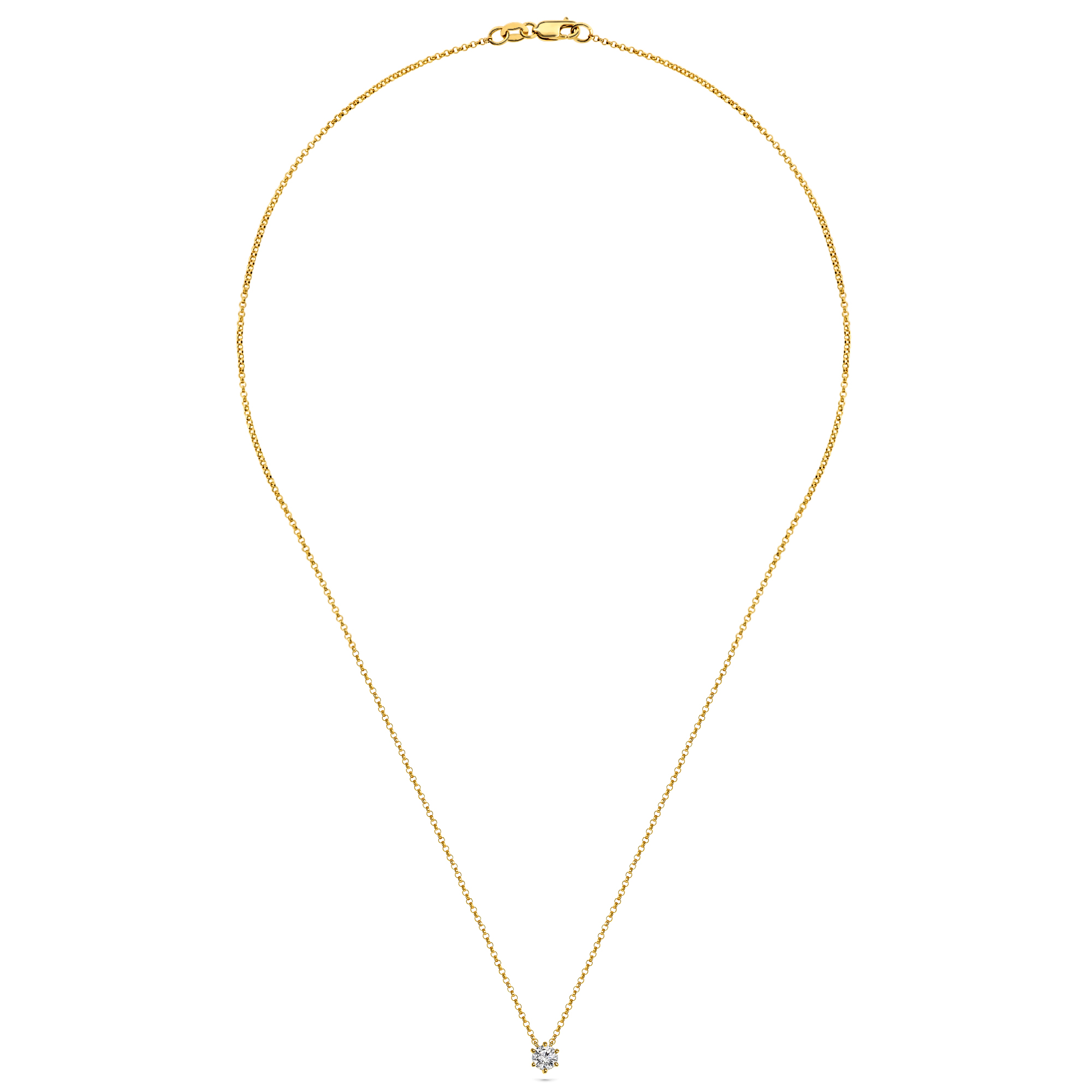 Geelgoud collier met solitair hanger SOL-Y228-025-G2