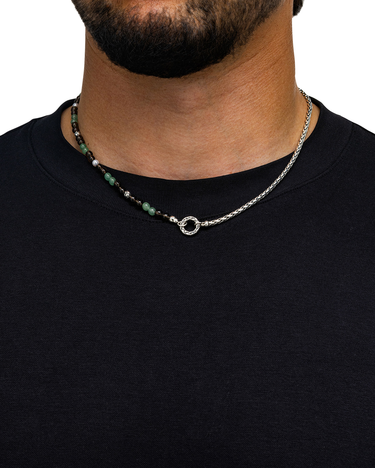 Ketting Spirit Bead Aventurine Smokey Quartz Silver - 177AV