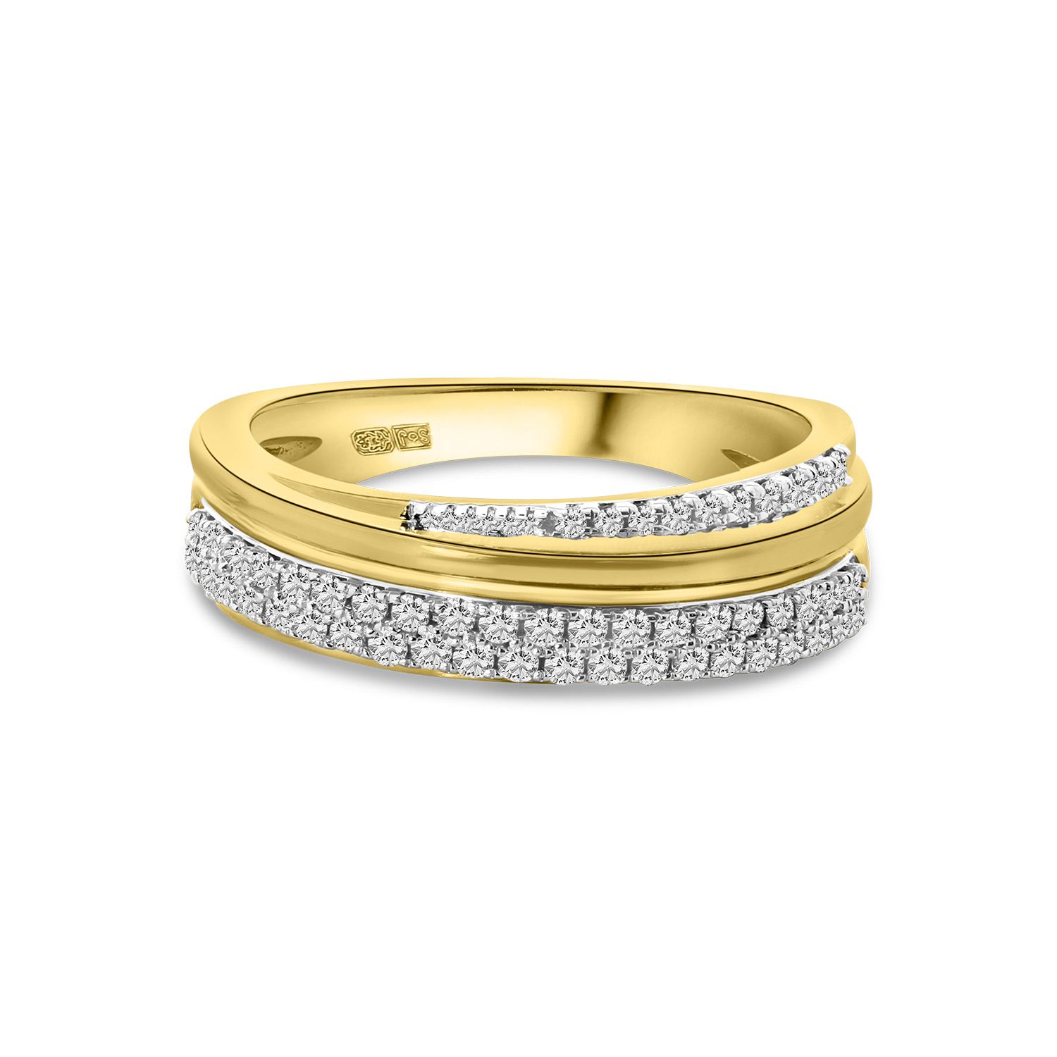 Geelgouden ring fantasie met diamanten R404-RG50447-LG-Y