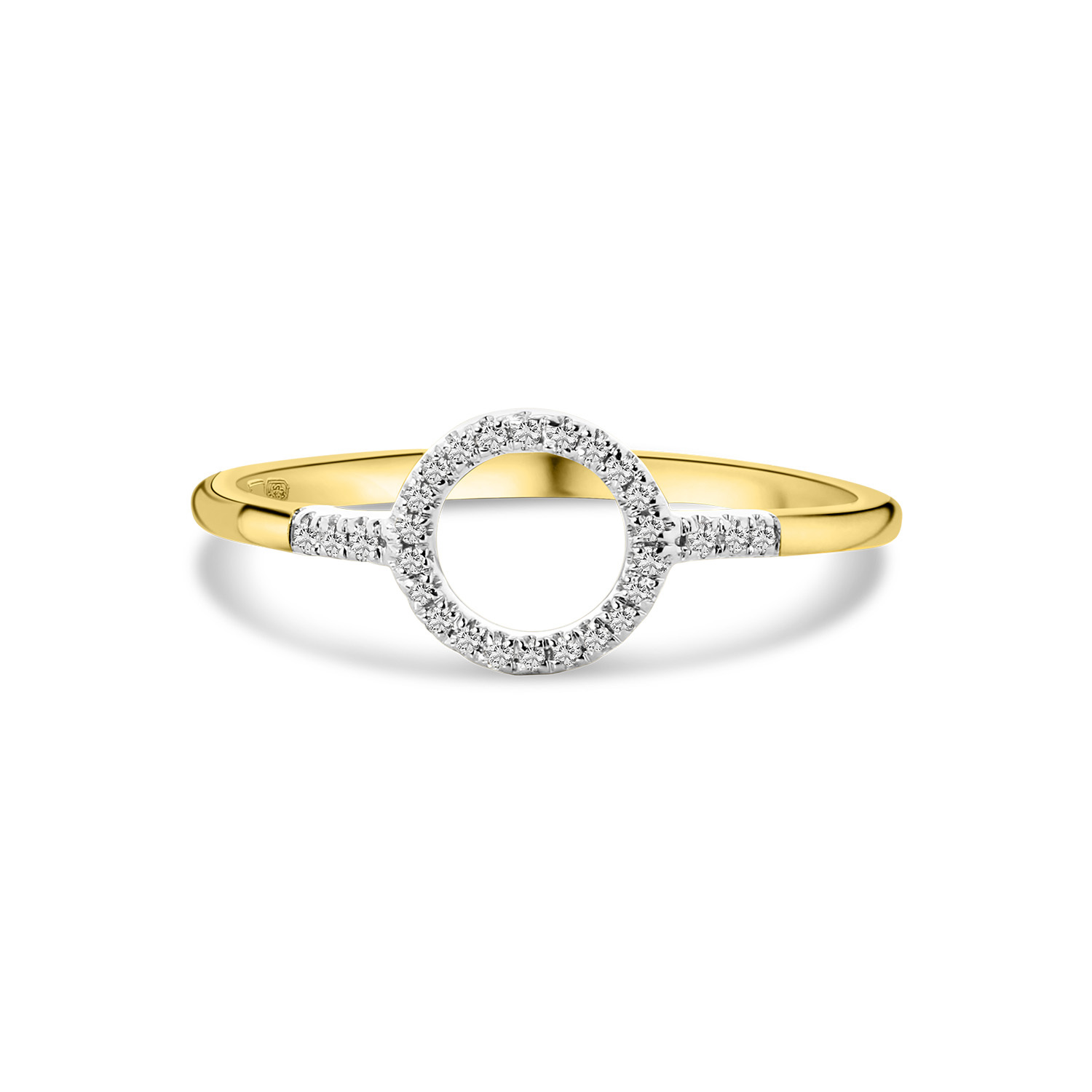 Geelgouden ring rond met diamanten  R404-R36583-Y