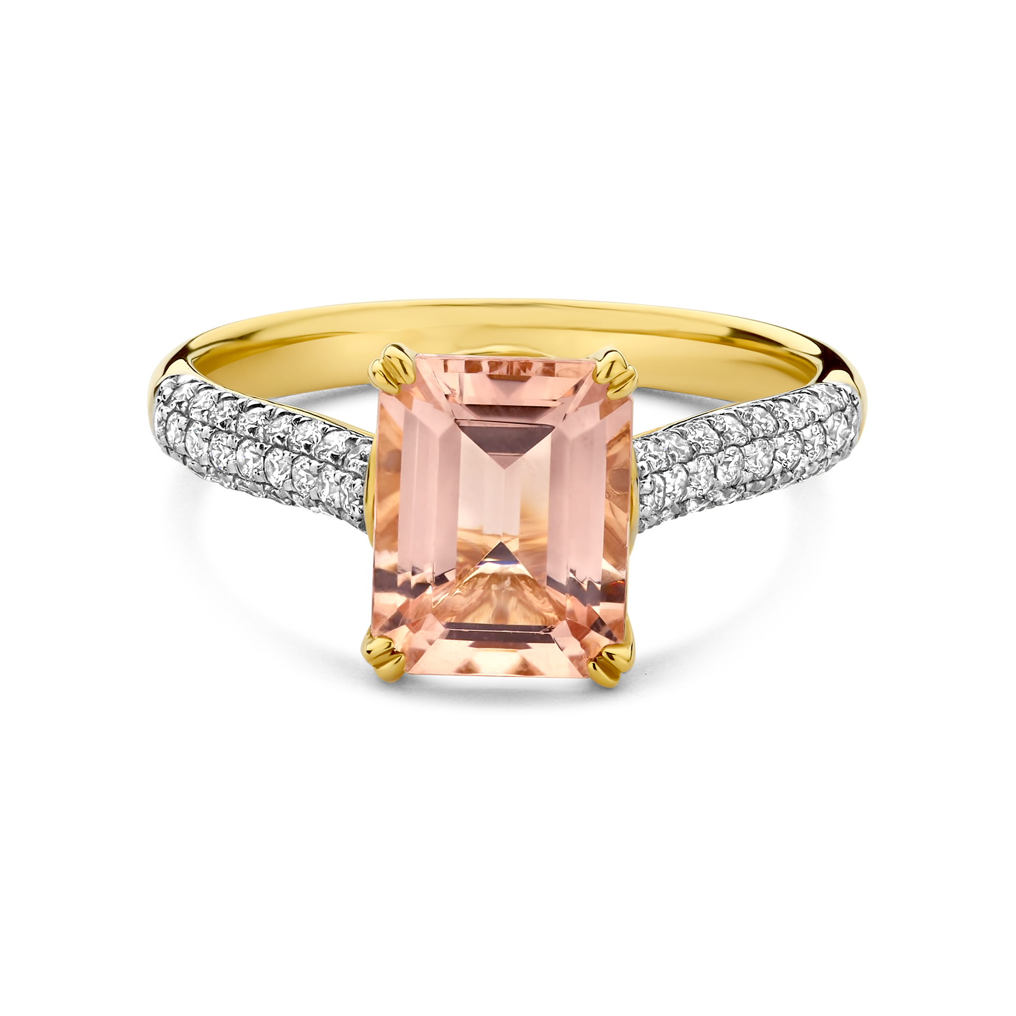 Geelgouden ring met morganiet en diamanten R092-60403R022-MN-Y