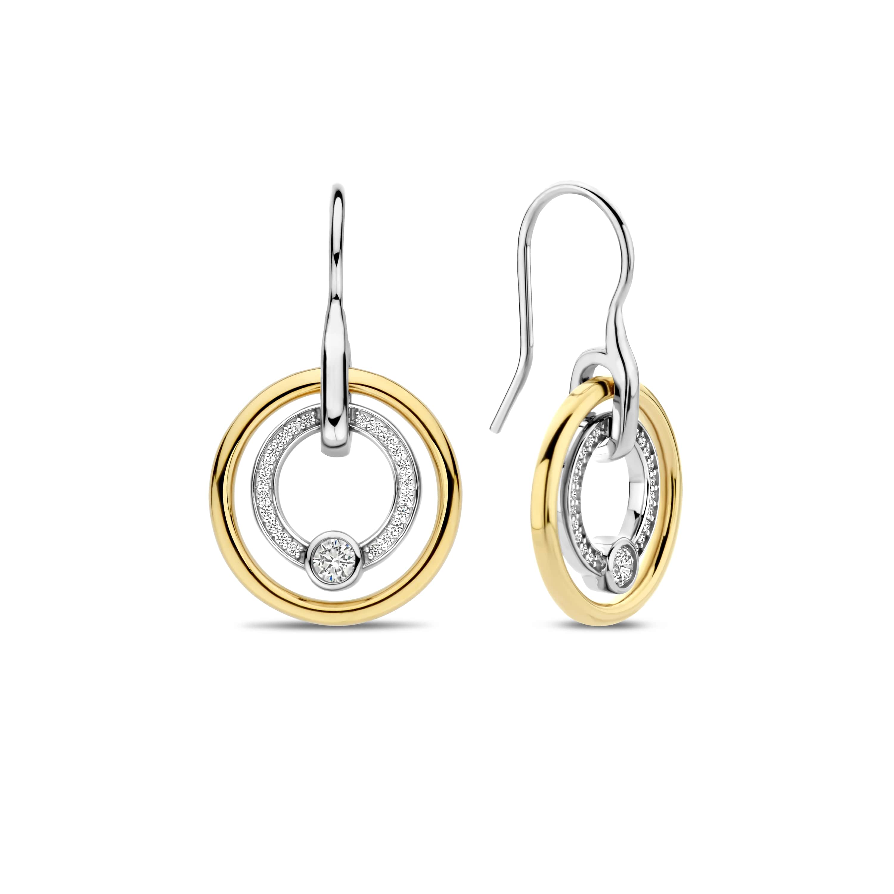 Oorhangers gold plated  met zirkonia - 7978ZY