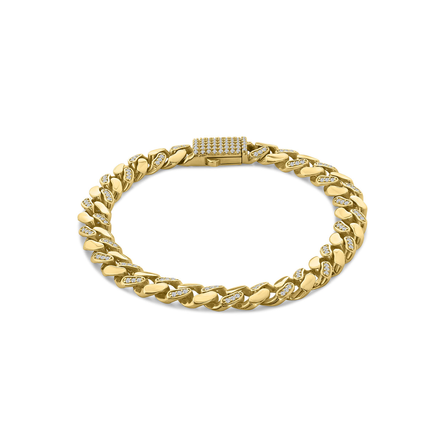 Geelgouden schakelarmband met zirkonia B745-BDC50-5579-00-Y