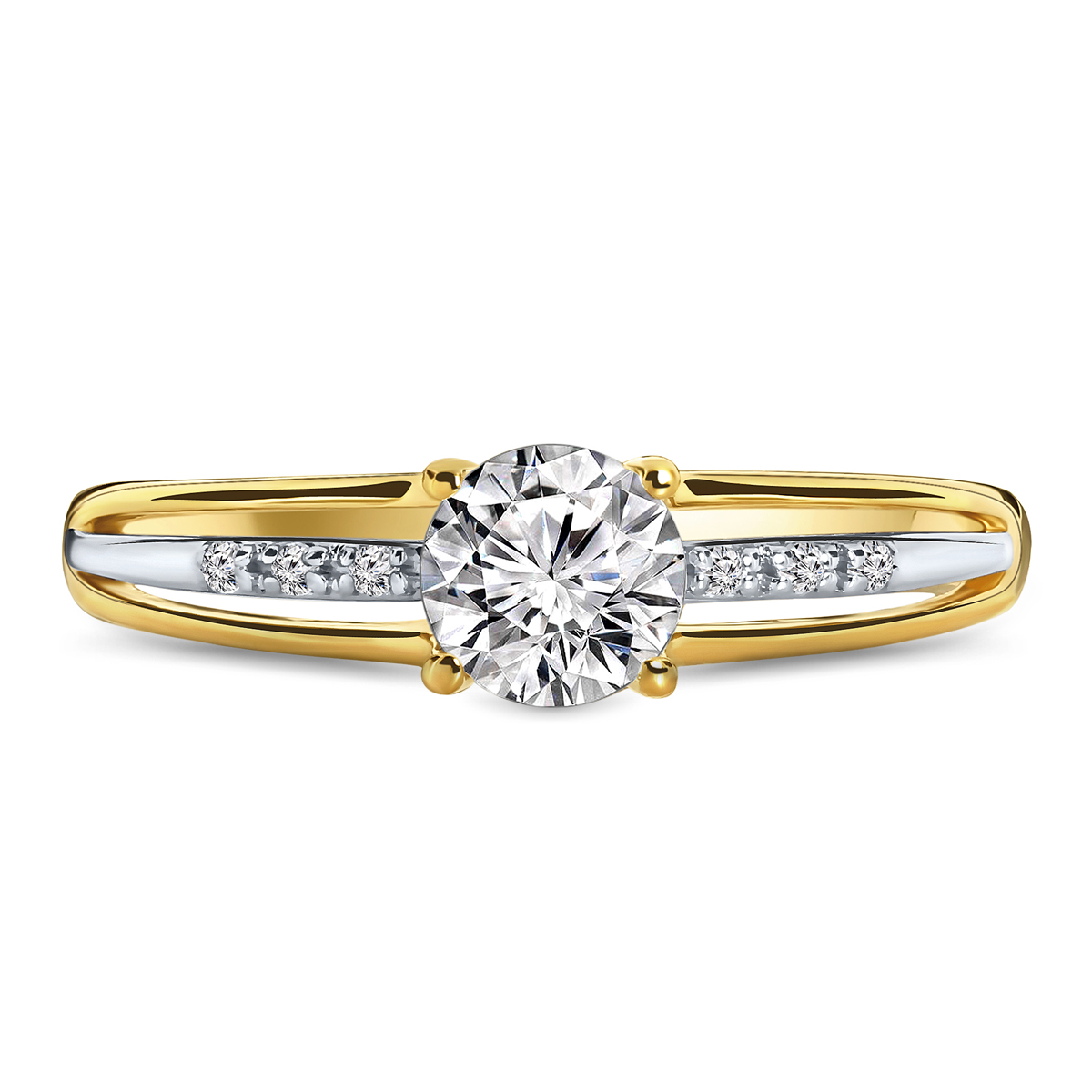 Gouden bicolor ring met zirkonia R03-59906-Z