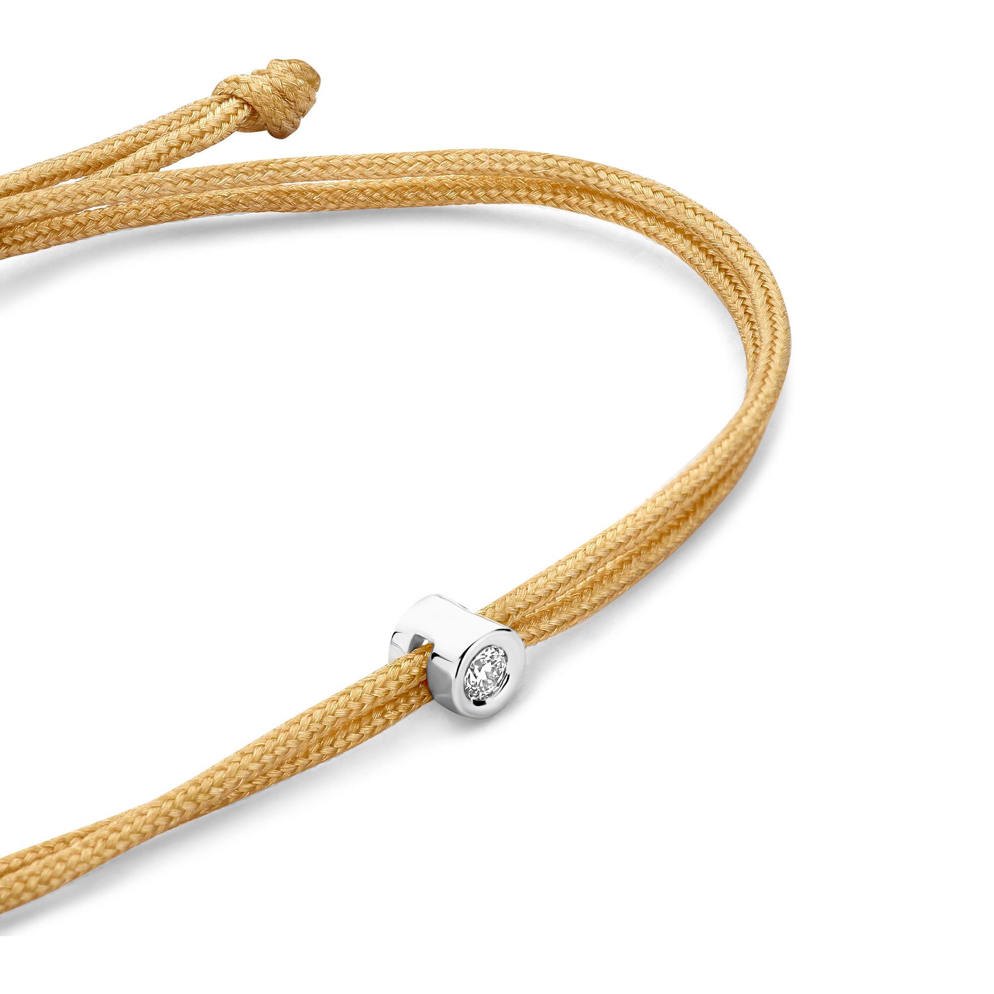 Koordarmband Champagne met lab grown diamant - BN005-14-S Koordarmband Champagne met lab grown diamant - BN005-14-S
