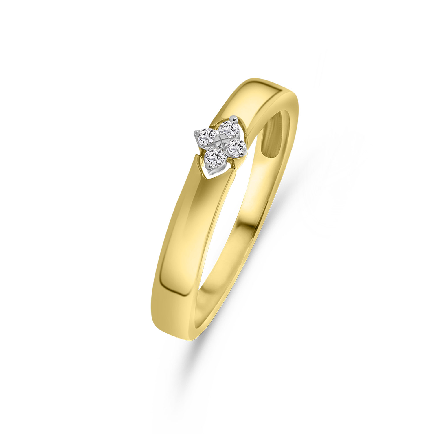 Geelgouden ring klaver met diamanten R404-R44020-Y