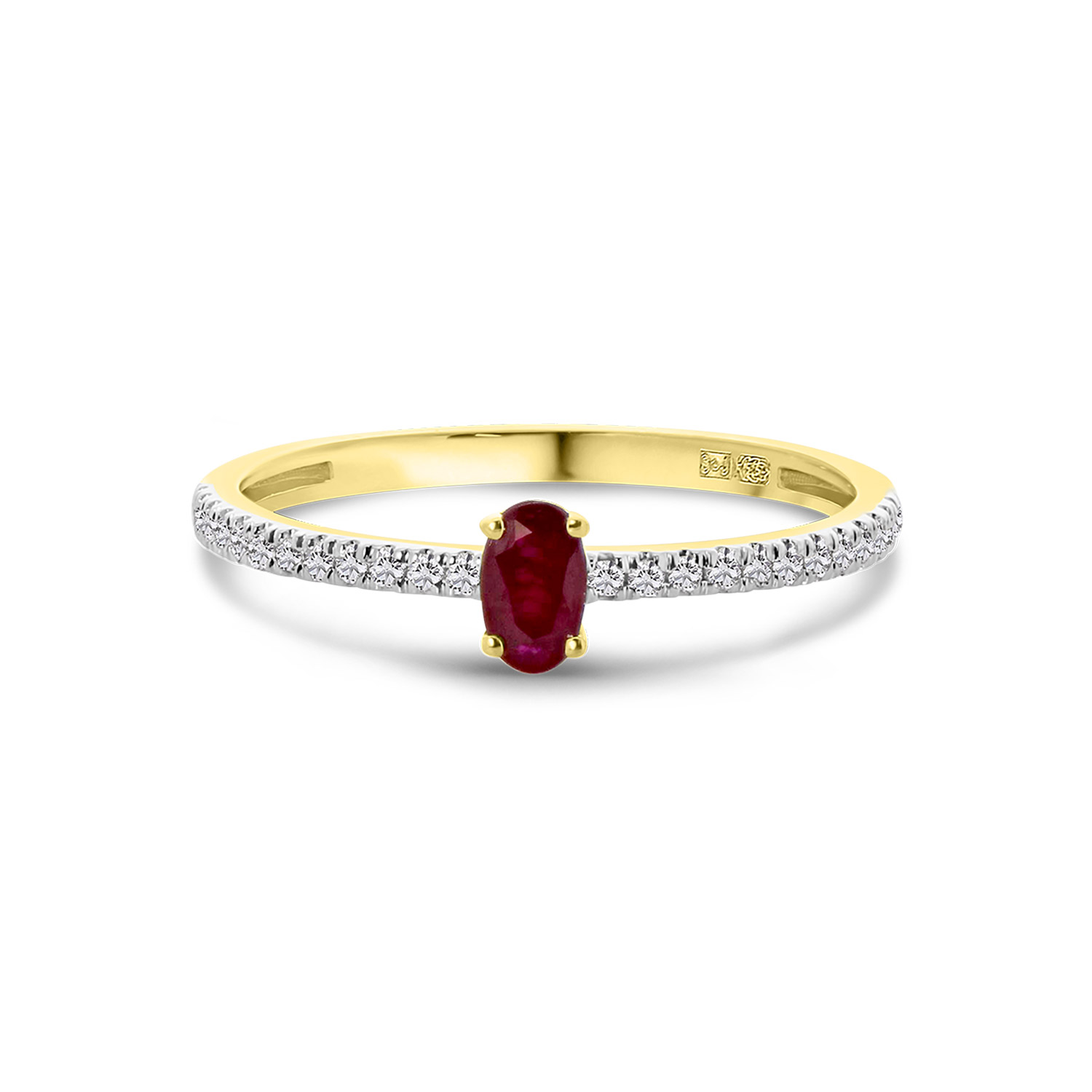 Geelgouden ring met robijn en diamanten R404-R40826-RU-Y